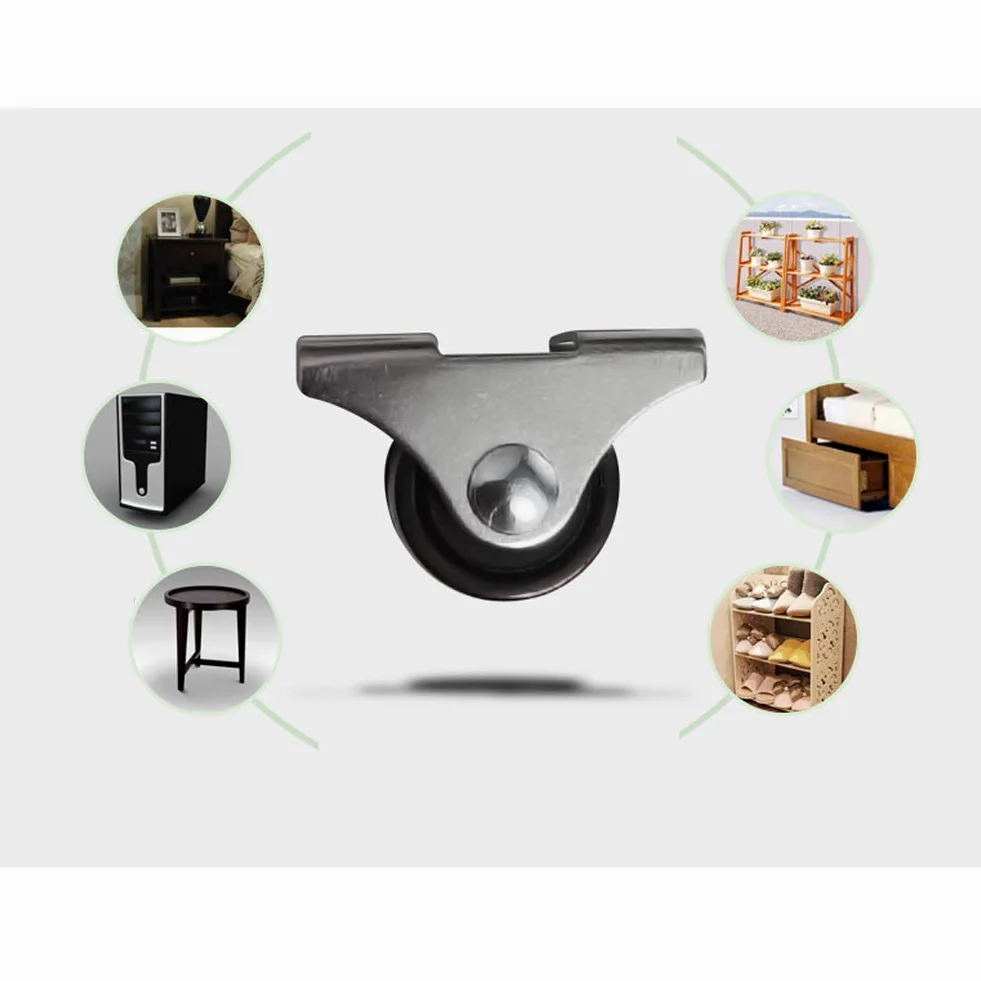Kołka wyciągane Kołka ciężkie, Zestaw 4 mini kółek PU z płytą stałą, wielokolorowe, 1 cal(Black)