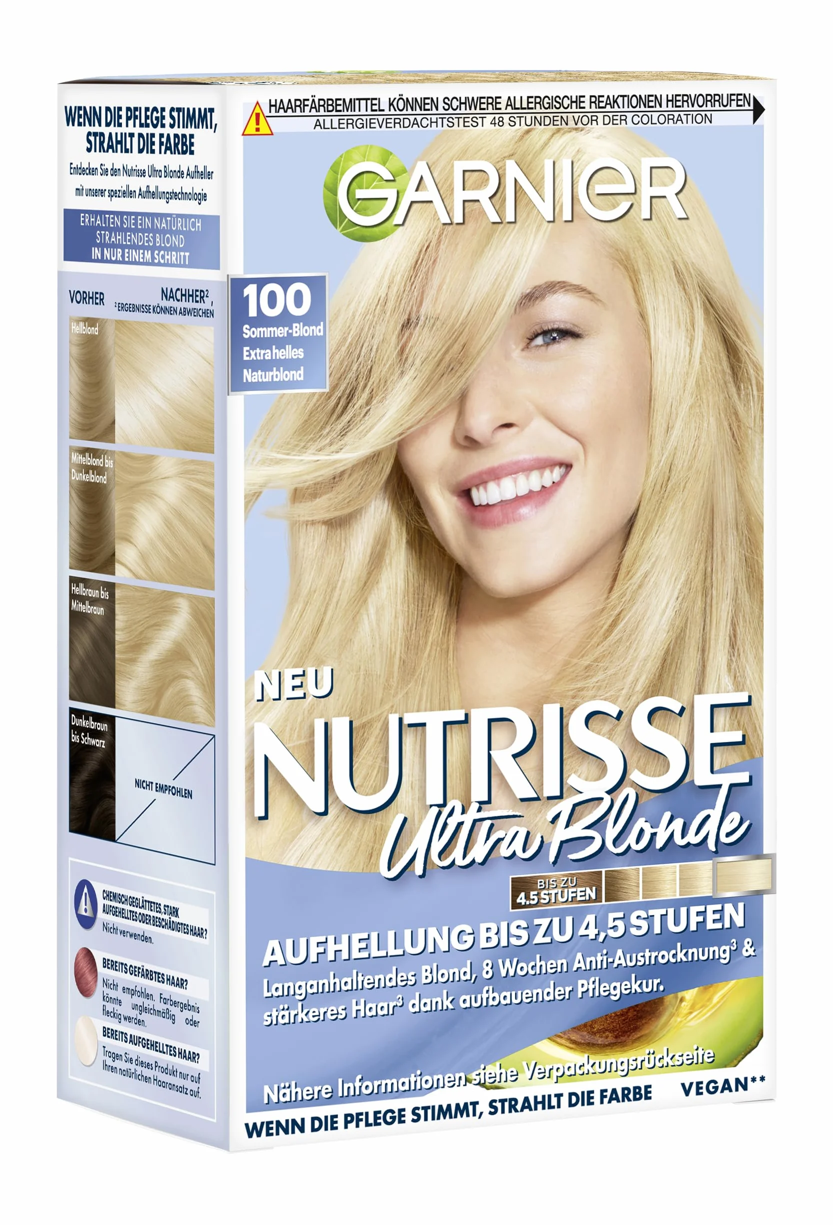 Garnier Nutrisse krem nr 100 ekstra jasny naturalny blond, trwała pielęgnacja włosów, z odżywczymi olejkami owocowymi, 100% pokrycie siwych
