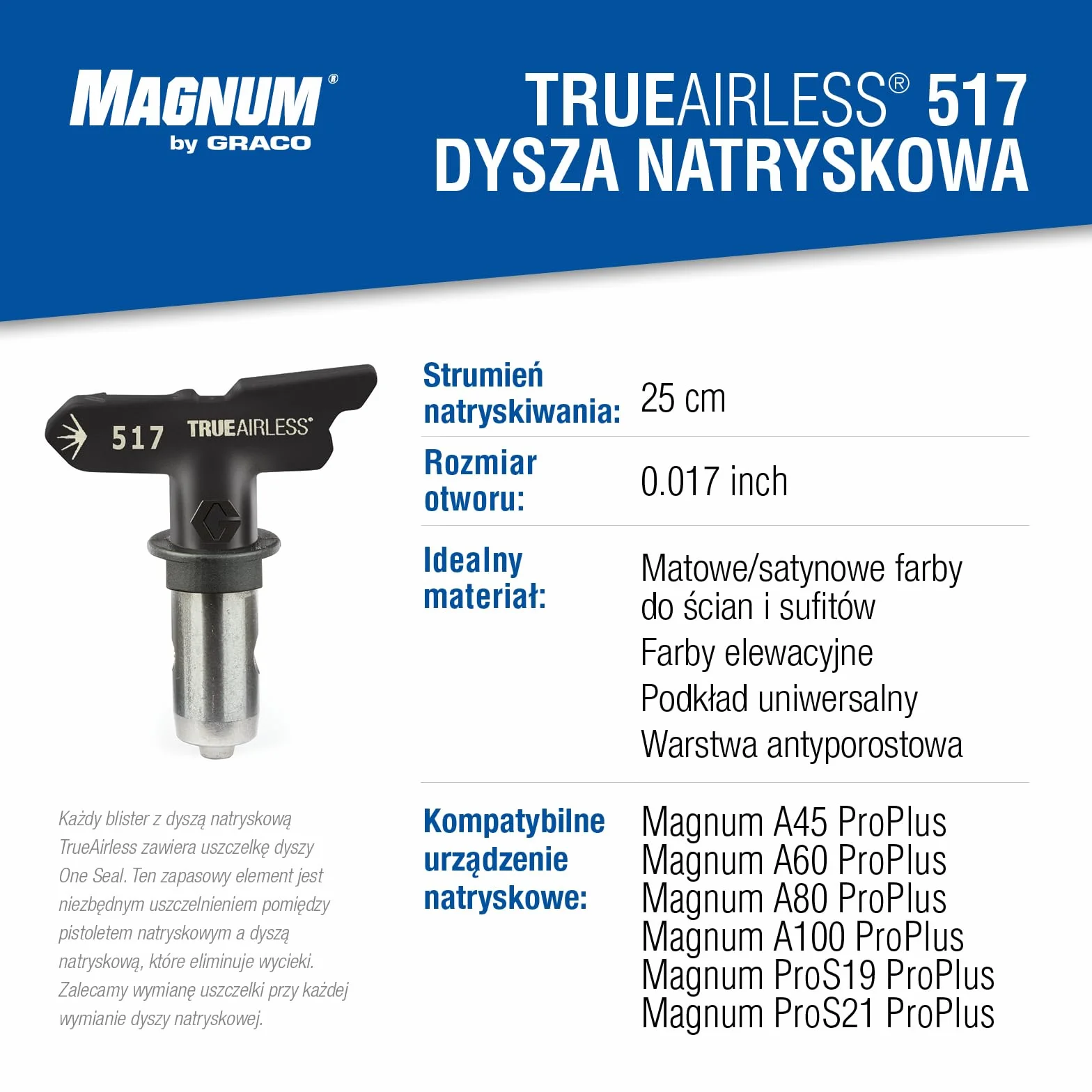 Graco TRA517 Dysza natryskowa TrueAirless 517 – do Magnum A45, A60, A80, A100, ProS19, ProS21