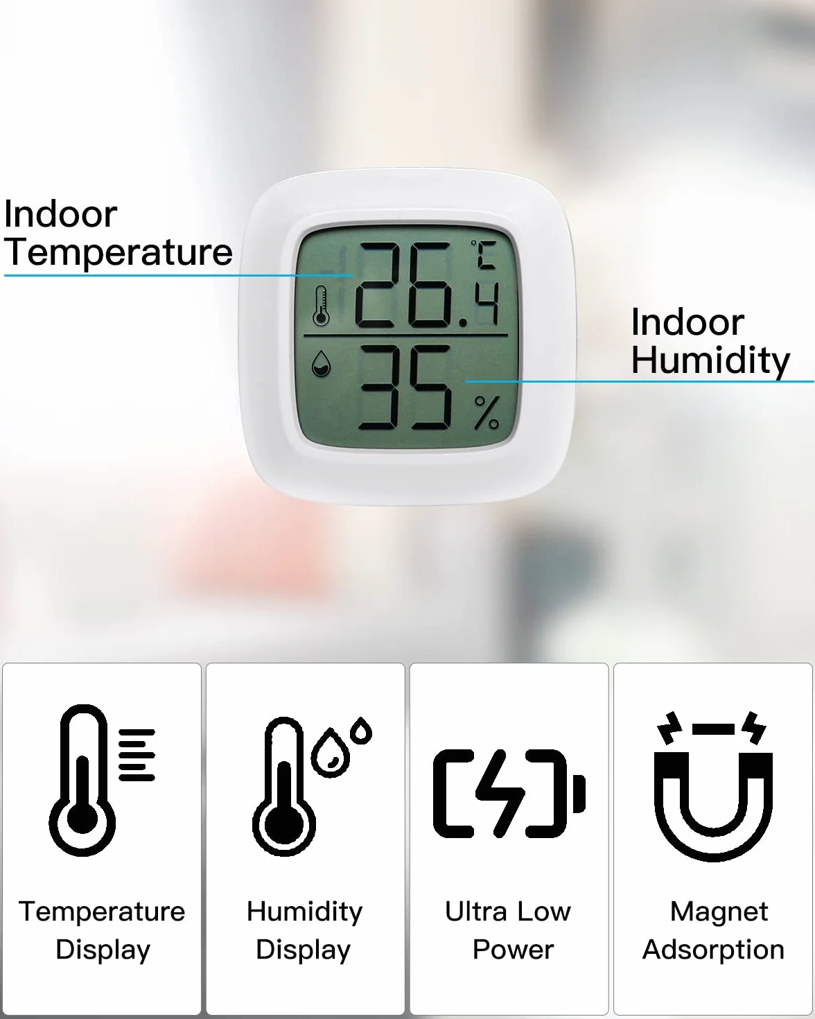 Jissta termometr wewnętrzny miernik wilgotności cyfrowy z czujnikiem temperatury do domu szklarniowego