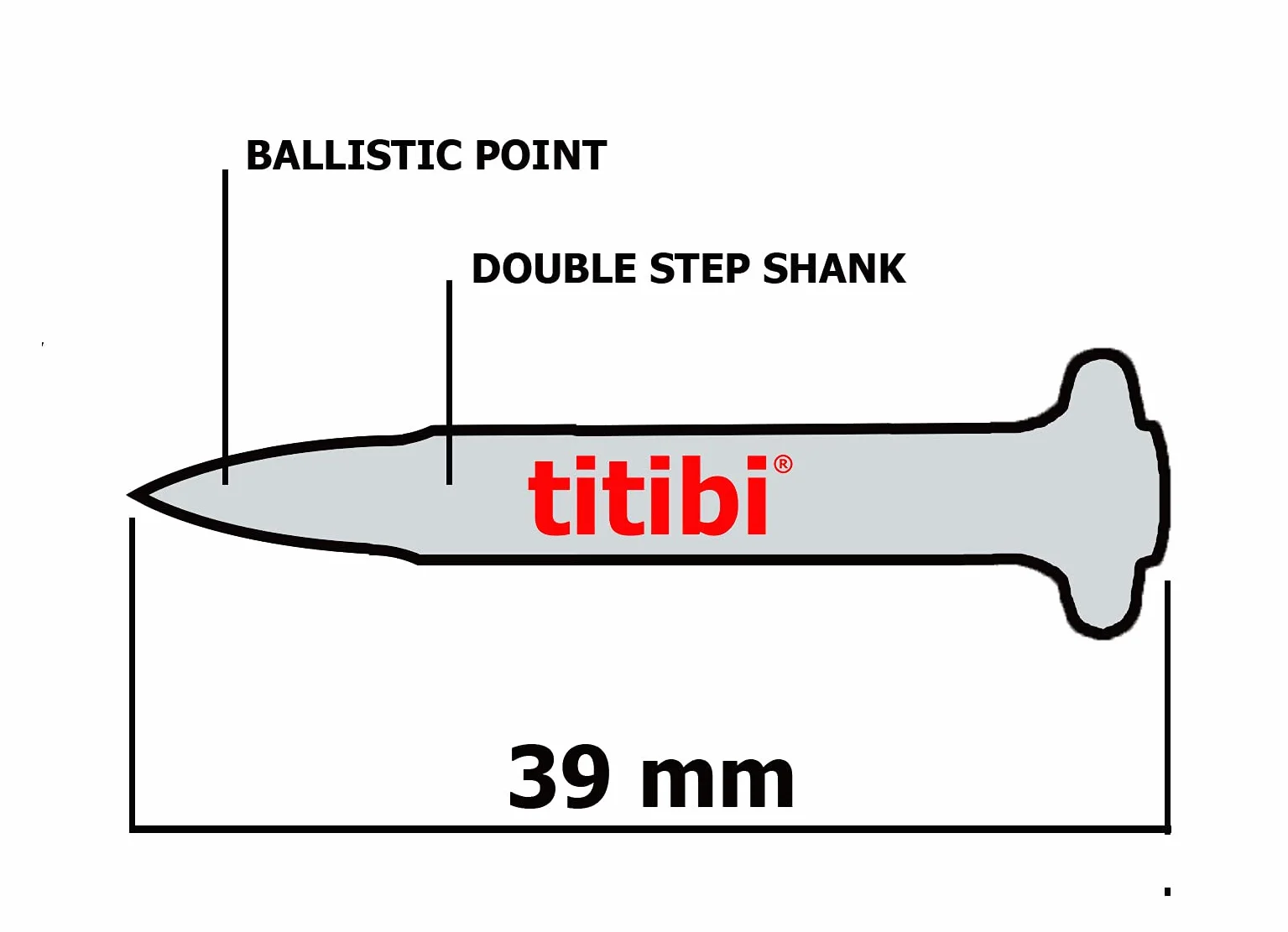 Nr 1000 GWOŹNIKI TITIBI Ø3,0 X 39 mm, 100% KOMPATYBILNE Z GAZOWYM GWOŹNIKIEM HILTI : GX 3, GX 100, GX 120, GX 120-E (Ø 3,0 X 39)