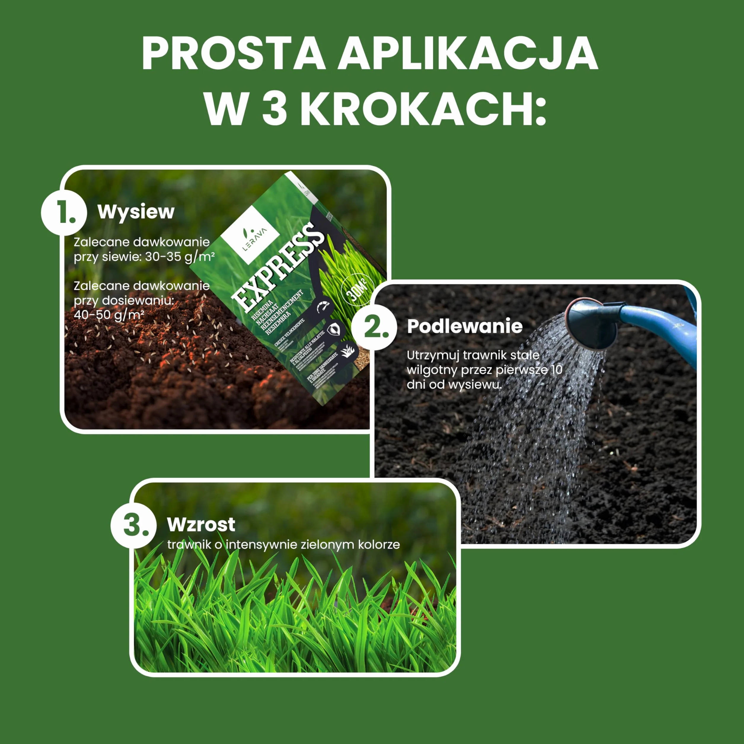 LERAVA® EXPRESS nasiona trawy 70m² szybki wzrost odporność na deptanie trawa regeneracyjna do ogrodów słonecznych i półcienistych odporna na suszę 1,8 kg