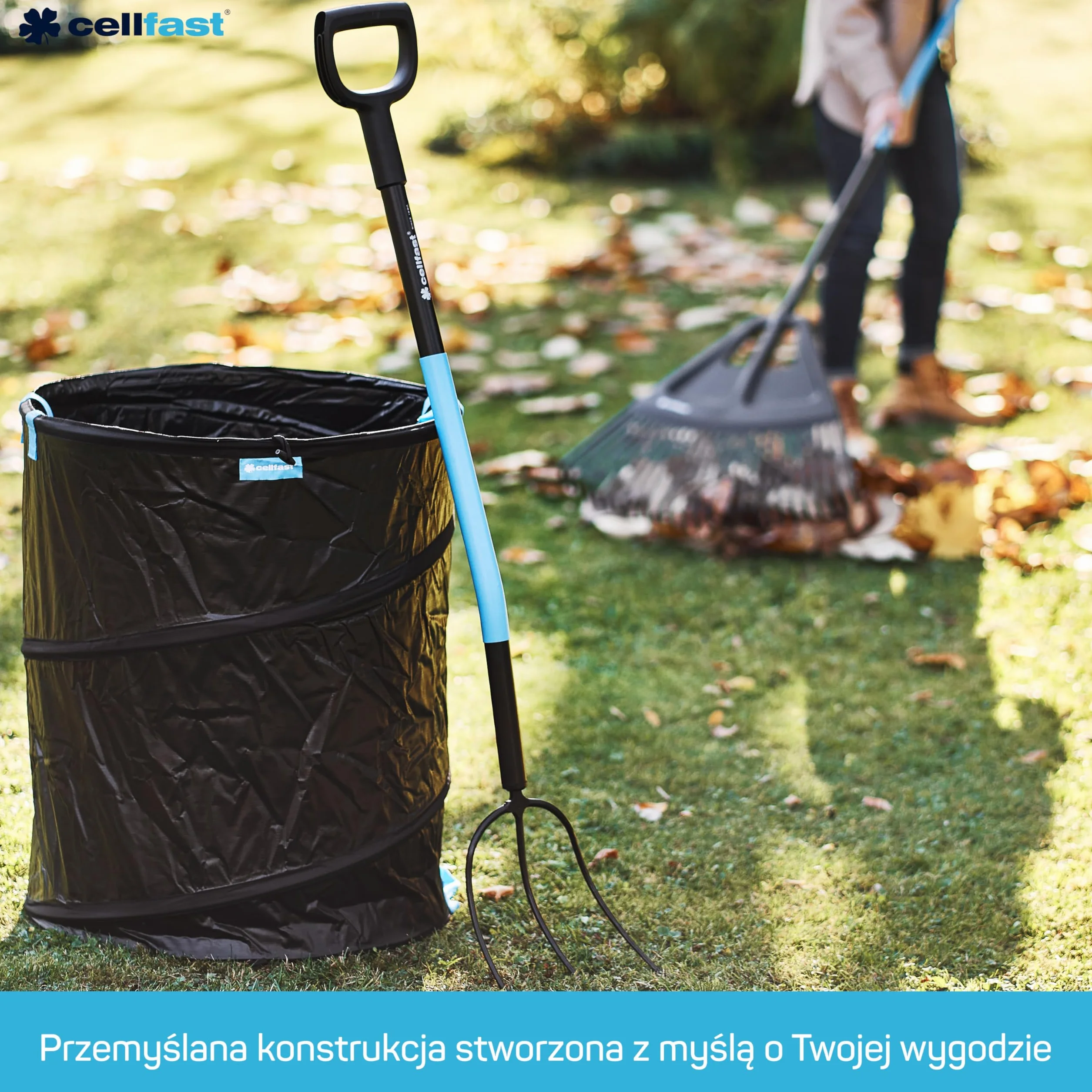Cellfast Widły do Kopania i Aeracji - Widły ze Stali - Długi Trzonek i Rączka Kompozytowa - 4 Zęby - 1230 mm - Energo