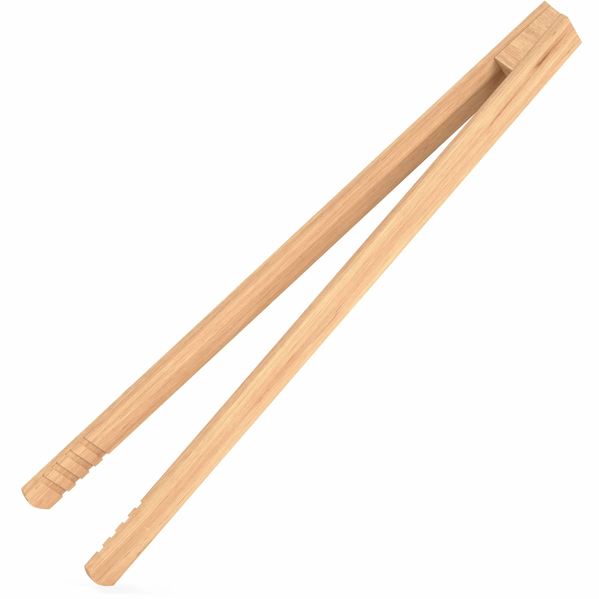 Drewniane szczypce do grilla z bukowego drewna 30 cm ryflowane