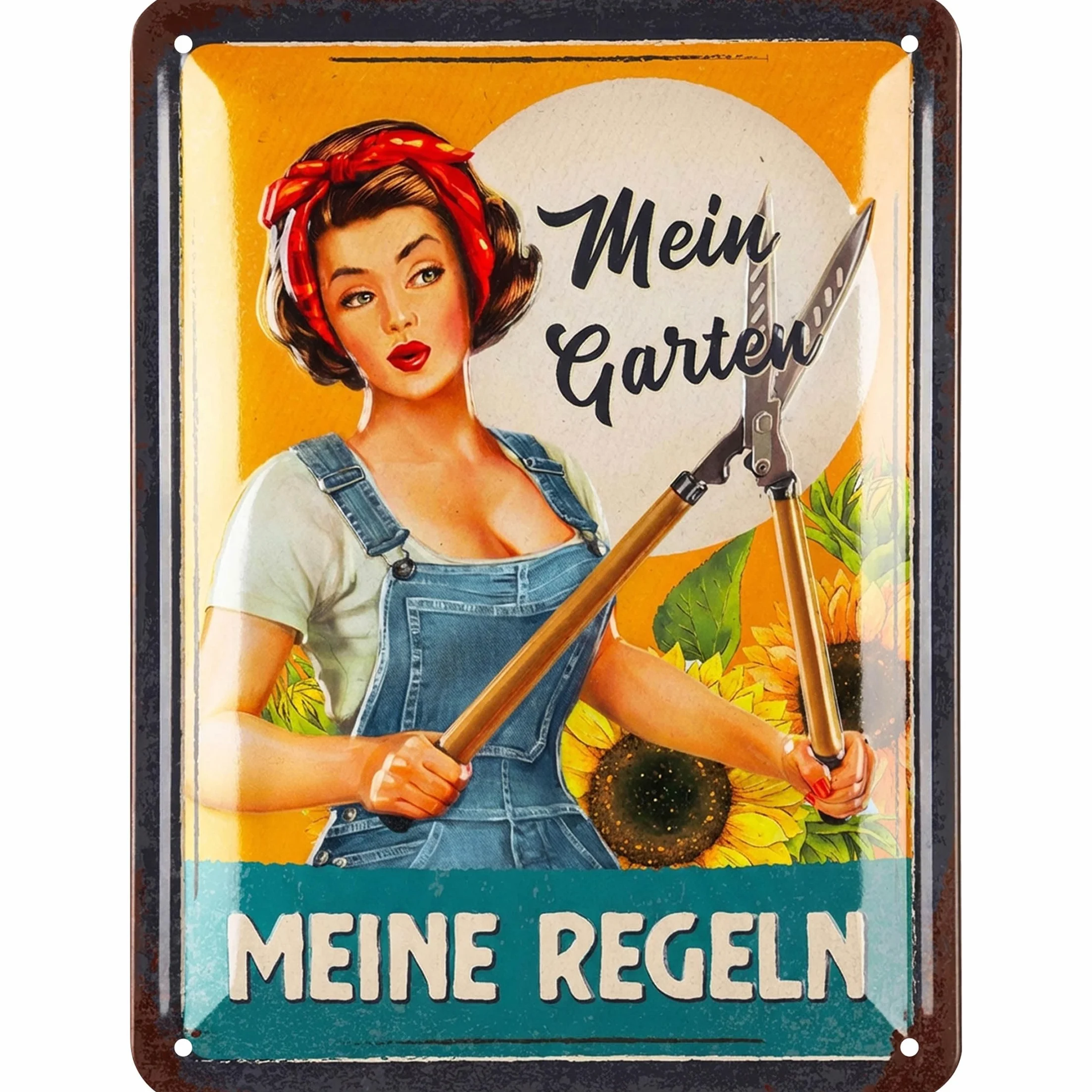LANOLU Tabliczka blaszana retro ogrodowa z sentencjami, metalowa dekoracja vintage prezent ogrodnika