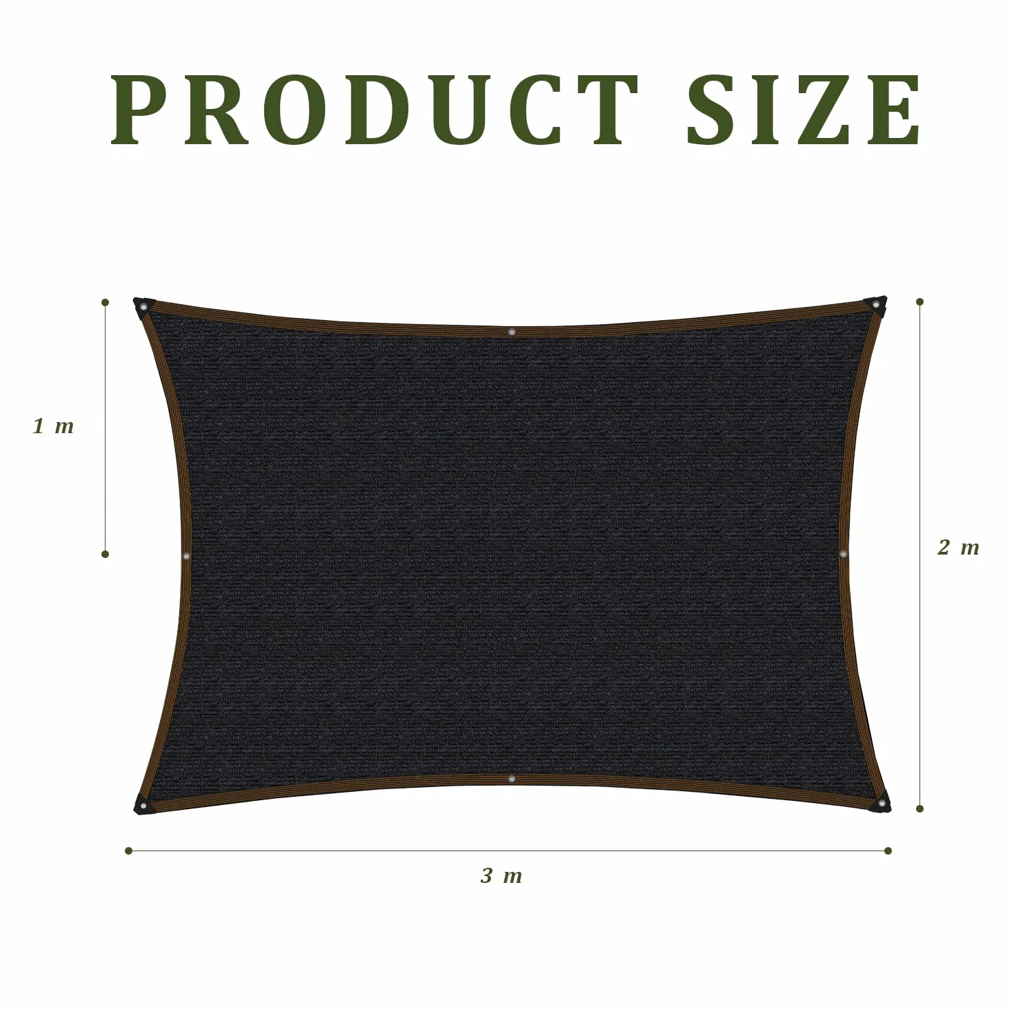 Żagiel przeciwsłoneczny 2 x 3 m prostokątny czarny 90% ochrona UV oczka