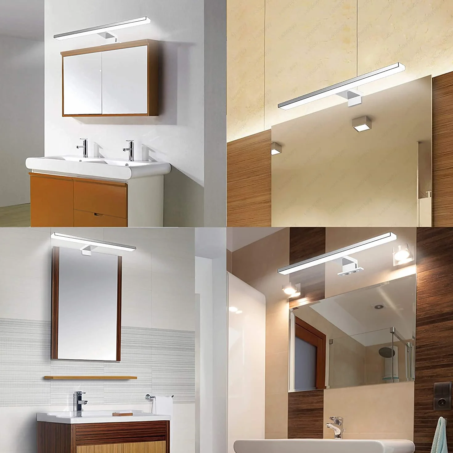 Oświetlenie lustra LED łazienka 10W 820LM 40cm neutralna biel 4000K Azhien, montaż 3w1 IP44 230V kinkiet lampa lustrzana 400mm, bez migotania oświetlenie lustra szafki łazienkowej