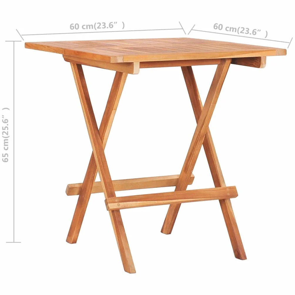 vidaXL Składany stolik bistro, 60x60x65 cm, lite drewno tekowe