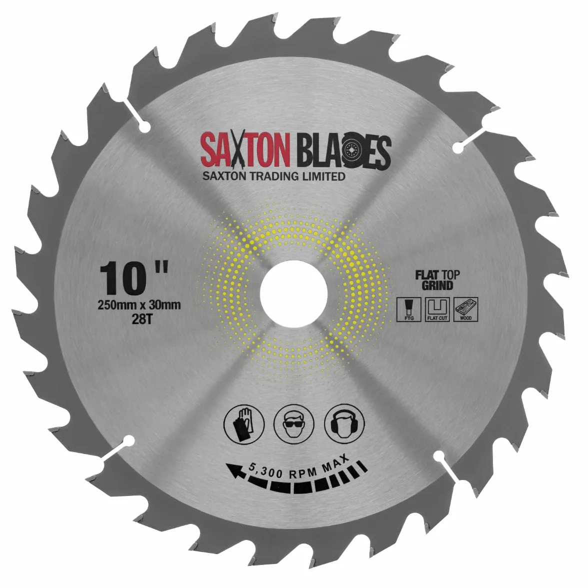 Saxton Flat Top TCT brzeszczot do piły tarczowej 250 mm x 28 cm x 30 mm otwór + pierścienie pasują do Bosch Makita itp
