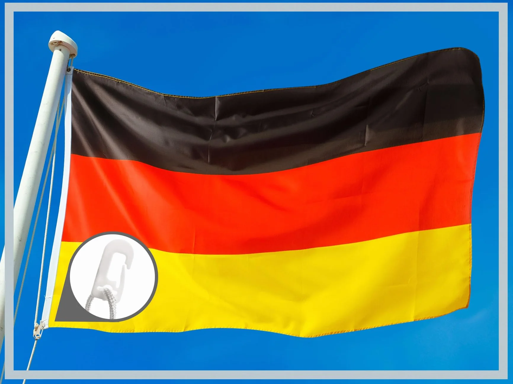PHENO FLAGS 10-częściowy zestaw karabińczyków do flag, łatwe mocowanie do masztu flagowego, 10 haczyków flagowych do wszelkiego rodzaju flag