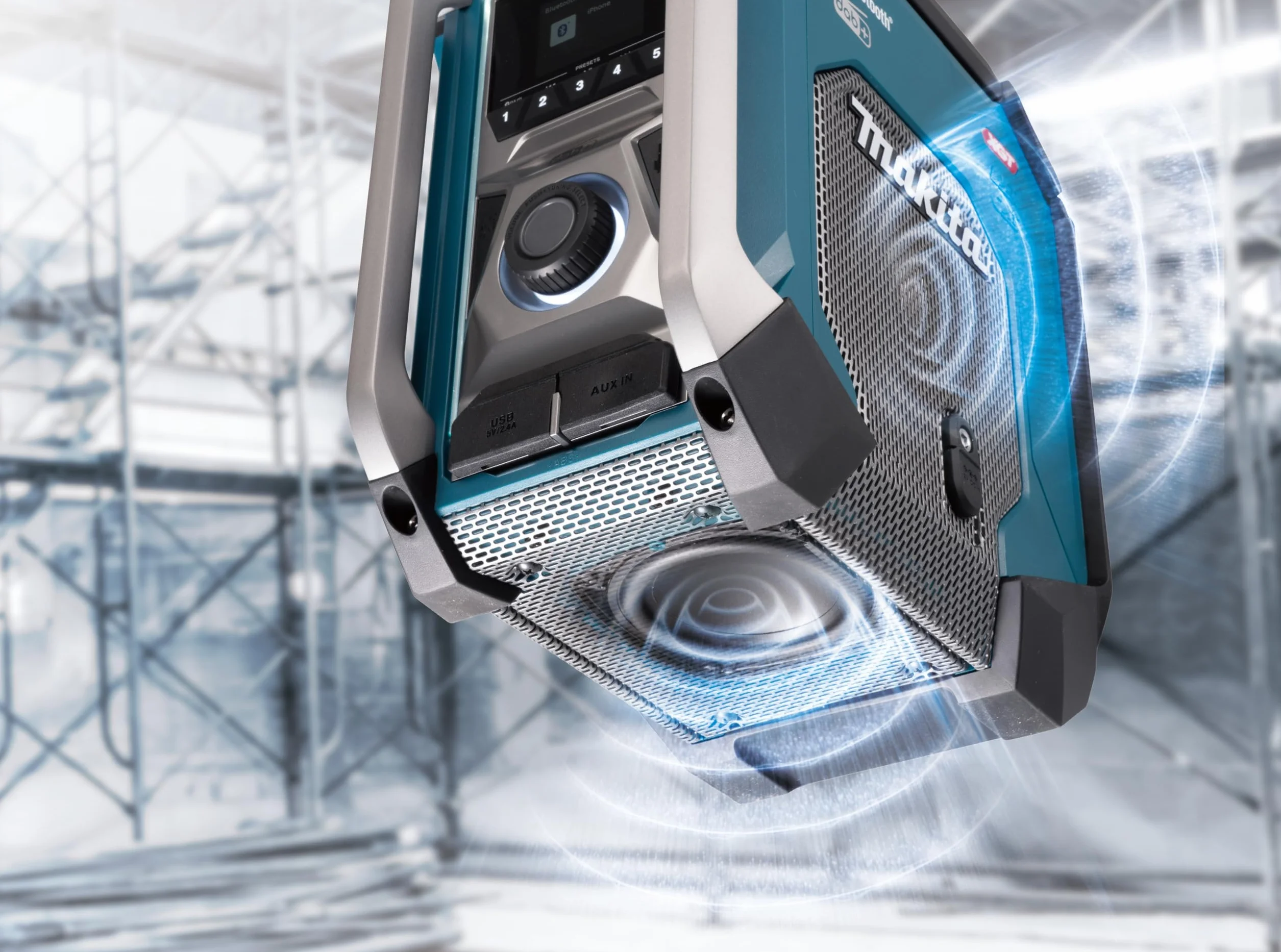 Makita MR007GZ akumulatorowe radio budowlane 18 V-40 V maks. (bez akumulatora, bez ładowarki), petrol