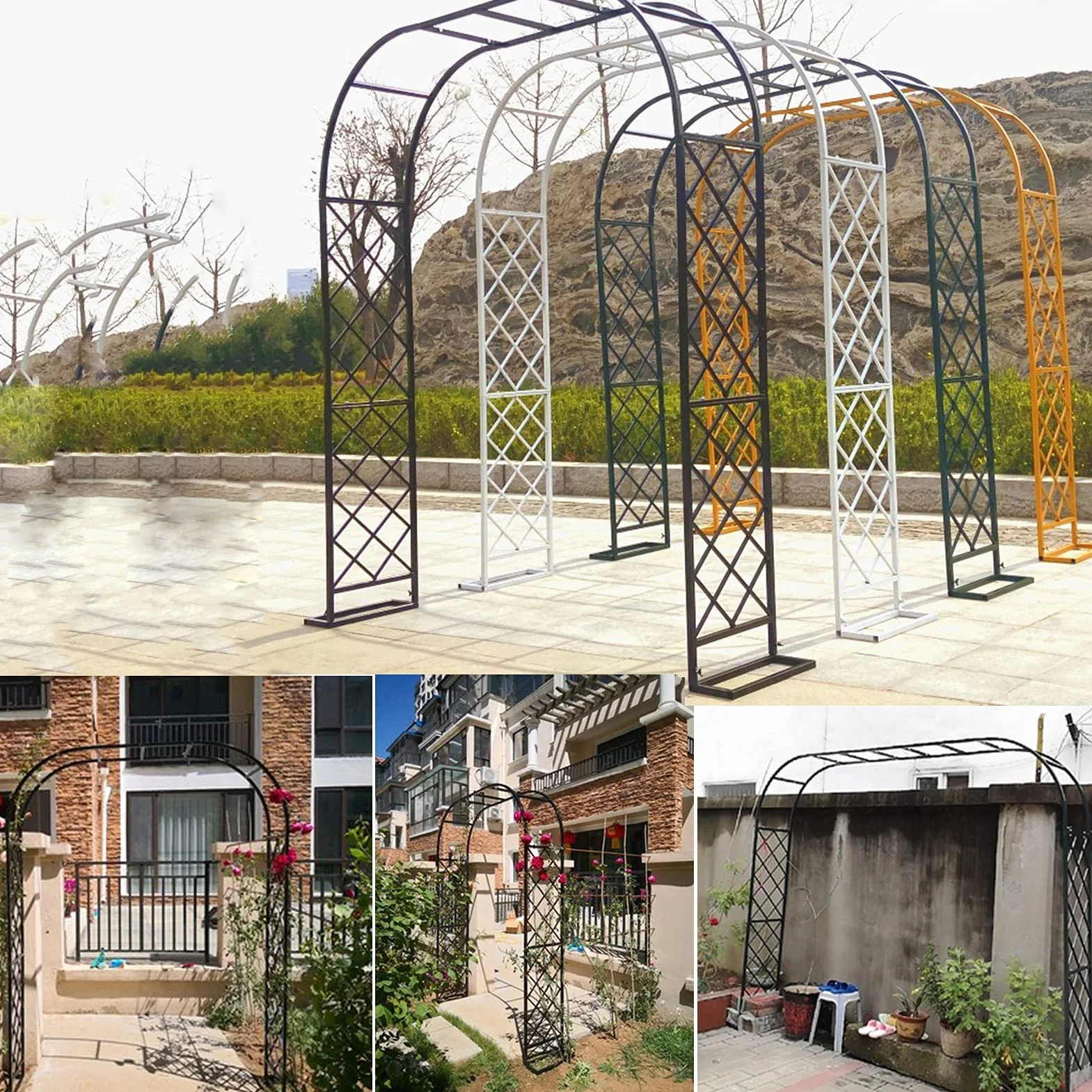 Łuk różany, altana ogrodowa do roślin pnących, metalowa pergola, pomoc dla roślin