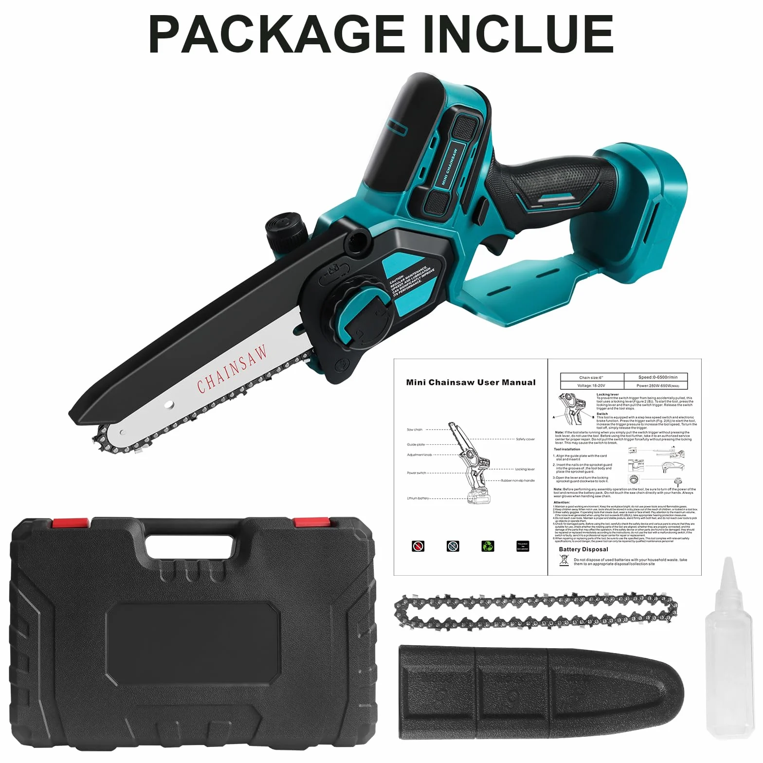 Mini piła łańcuchowa 15 cm bezszczotkowa kompatybilna z akumulatorem Makita 18V