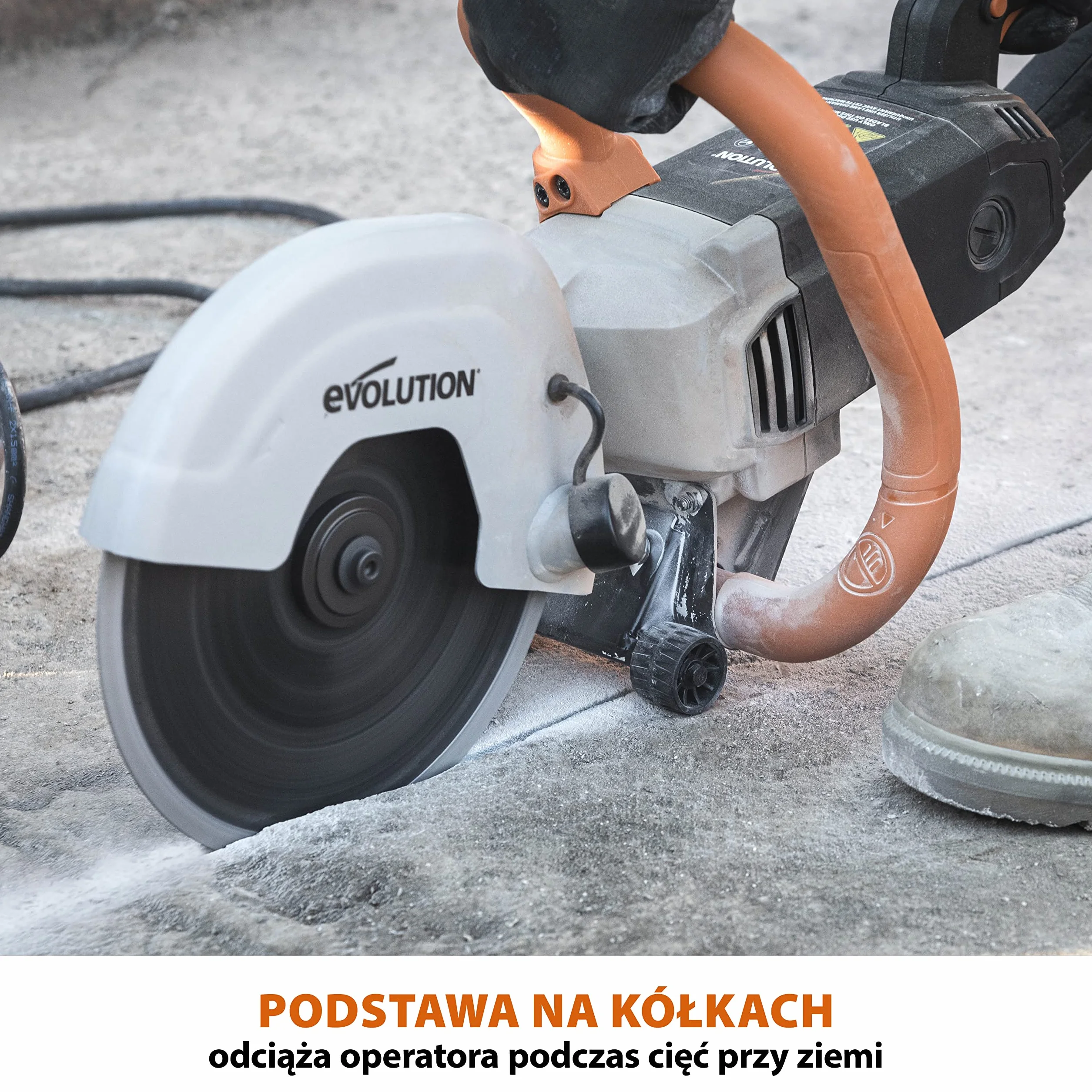 Evolution Power Tools Elektryczna przecinarka tarczowa i pilarka do betonu R230DCT z tarczą diamentową 230 mm (9”) do cięcia kamienia i metalu