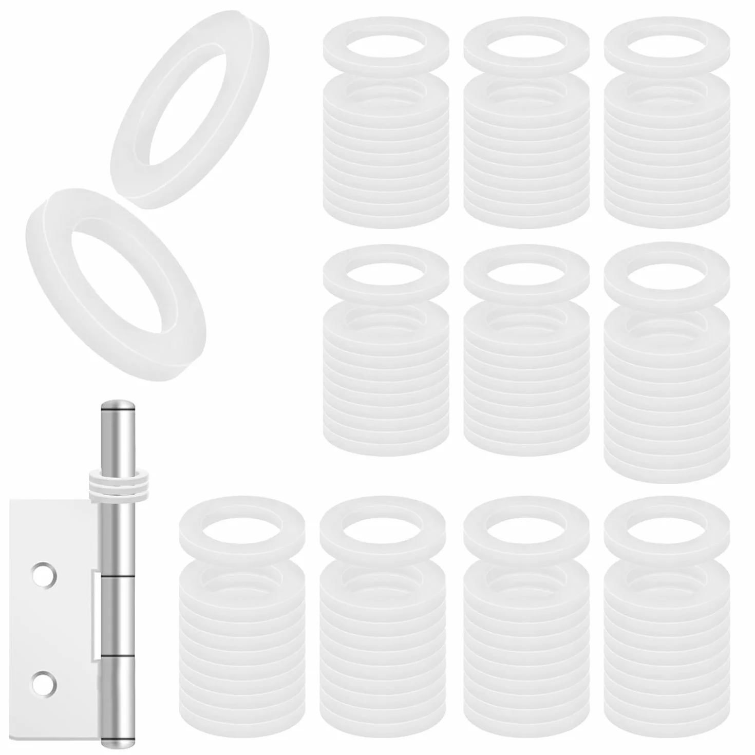 100 sztuk mocujących pierścieni do drzwi pokojowych, podkładek i zawiasów, tworzywa sztucznego, podkładki dystansowe standardowe 15 x 10,2 x 1/2 mm