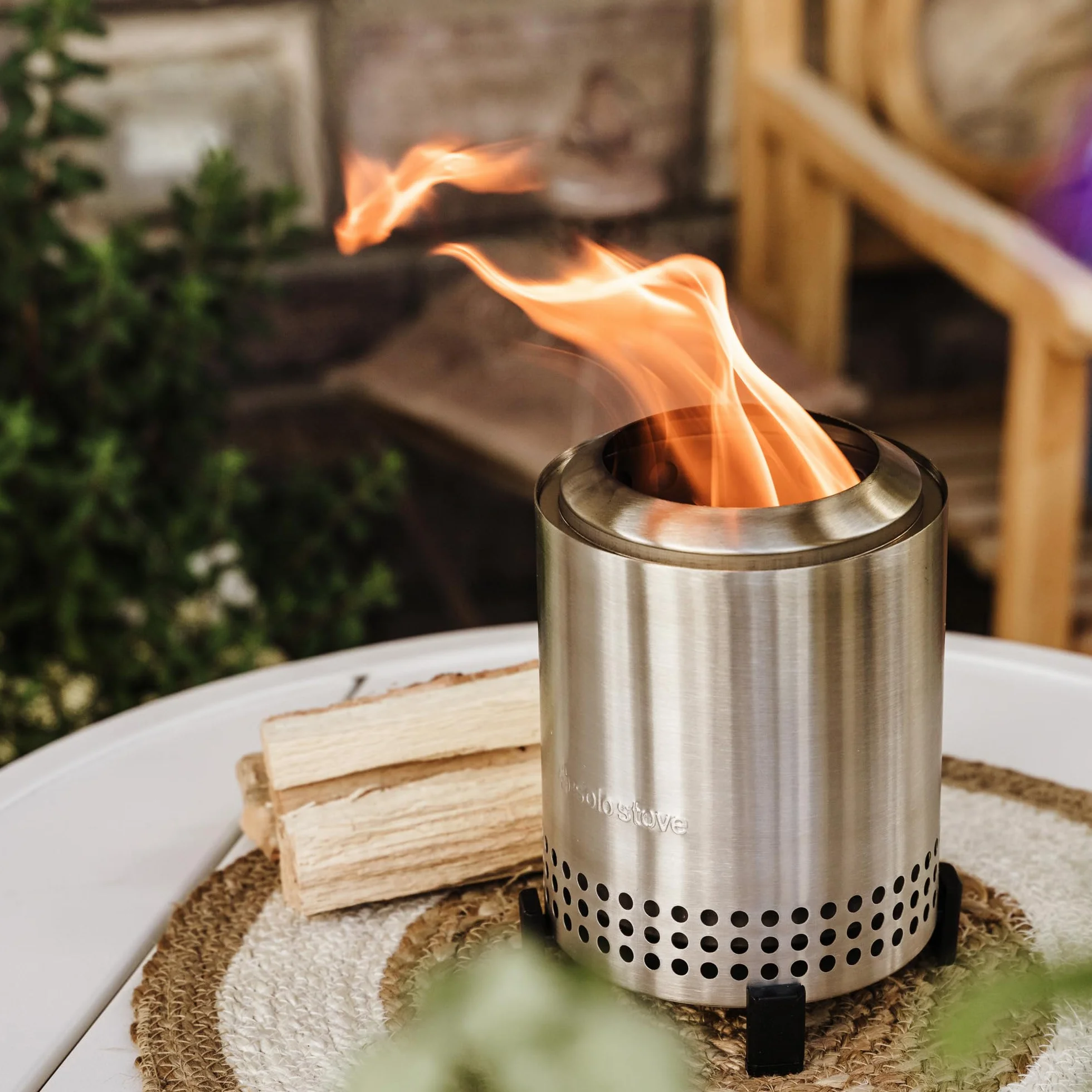 Solo Stove Mesa palenisko stołowe ze stojakiem, stal nierdzewna, na pelety i drewno, z torbą podróżną, 17,5 x 13