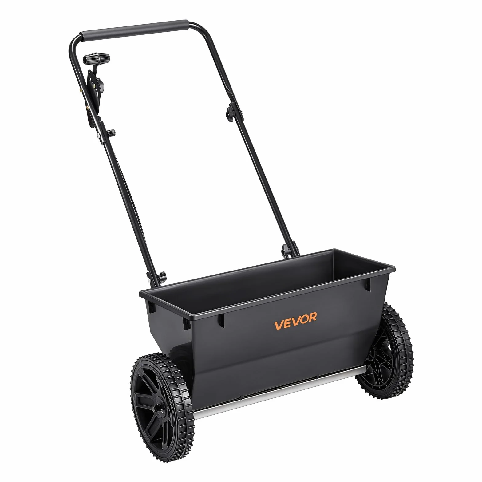 VEVOR Wózek do rozsiewania, pojemność 22,6 kg, wózek wirowy z lejkiem do napełniania, szerokość 460 mm i 30 możliwości regulacji, opony 25,4 cm, rozsiewacz nawozów do nasion, nawóz