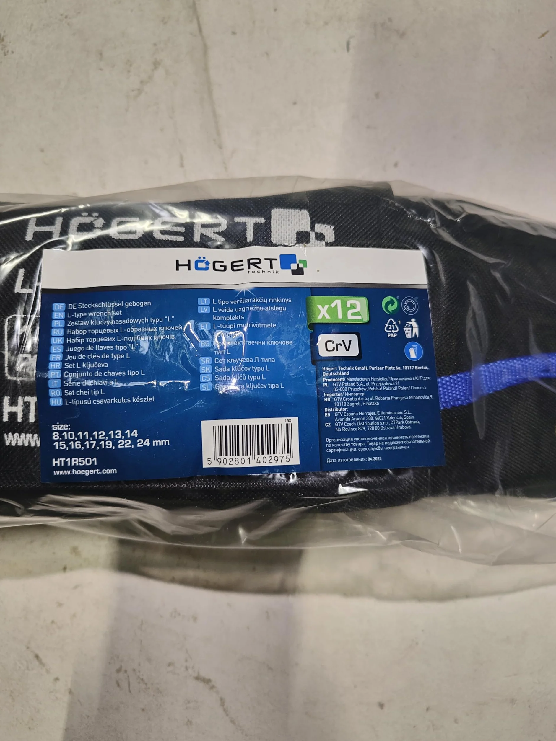 Högert Technik - Zakrzywione klucze nasadowe | uchwyt w kształcie litery L | 12 sztuk w zestawie | ze stali chromowo-wanadowej najwyższej jakości