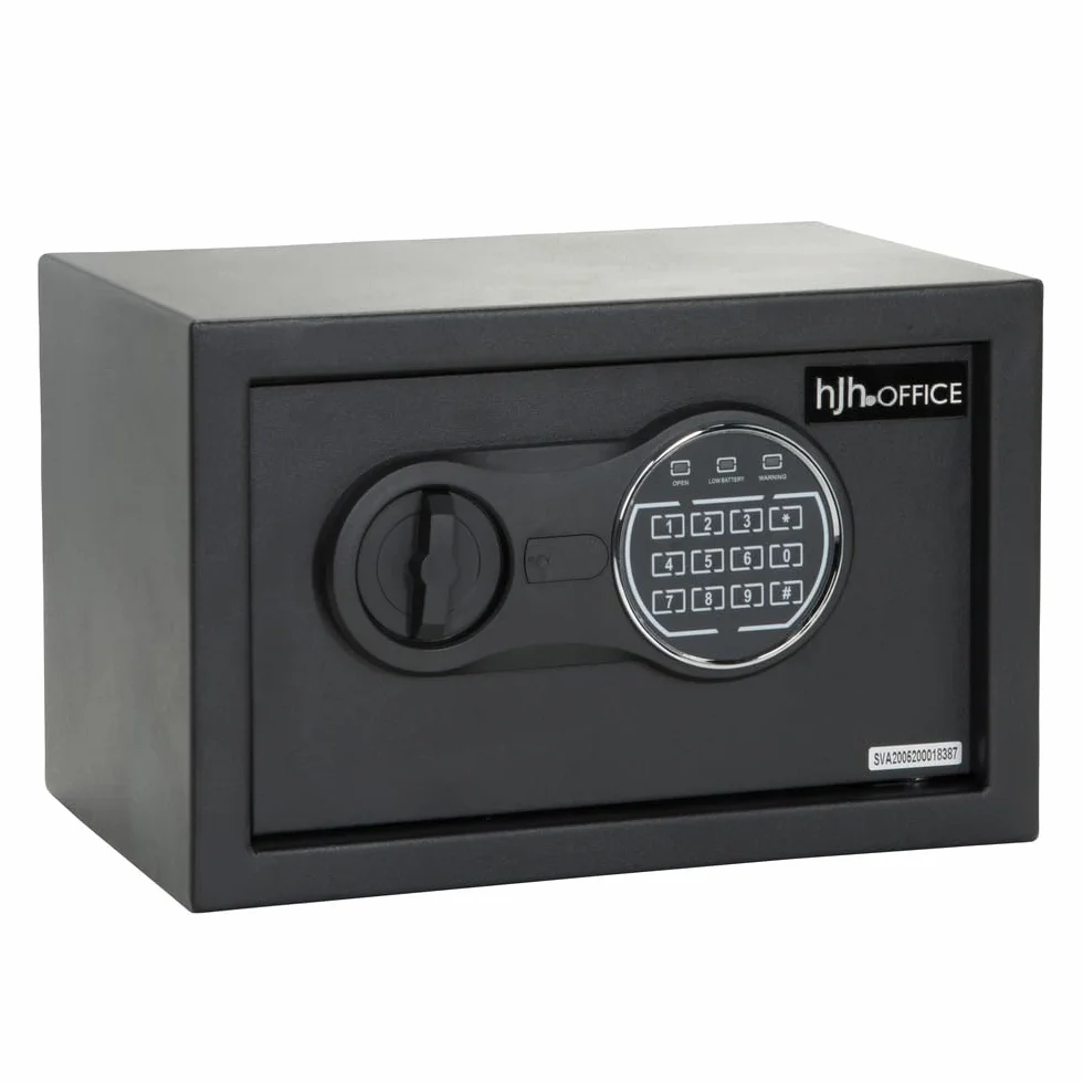 hjh OFFICE Safe Compact III sejf z zamkiem szyfrowym, 8,5 l, stalowy, czarny, sejf meblowy, zamek elektroniczny, 20 x 31 x 20 cm, 830040
