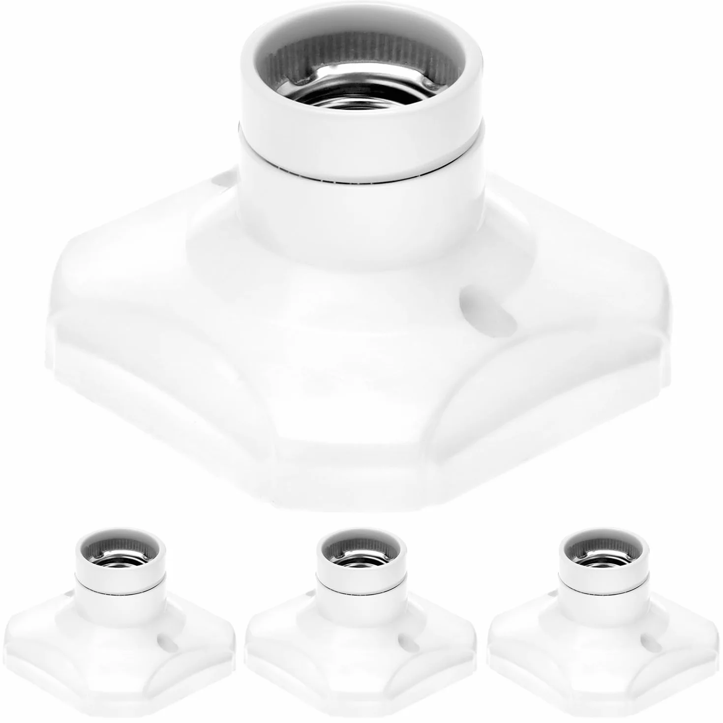 QWORK 4 gniazda żarówki E27, gniazdo śrubowe E27 z ceramiczną podstawą, gniazdo AC 220 V, do żarówek LED