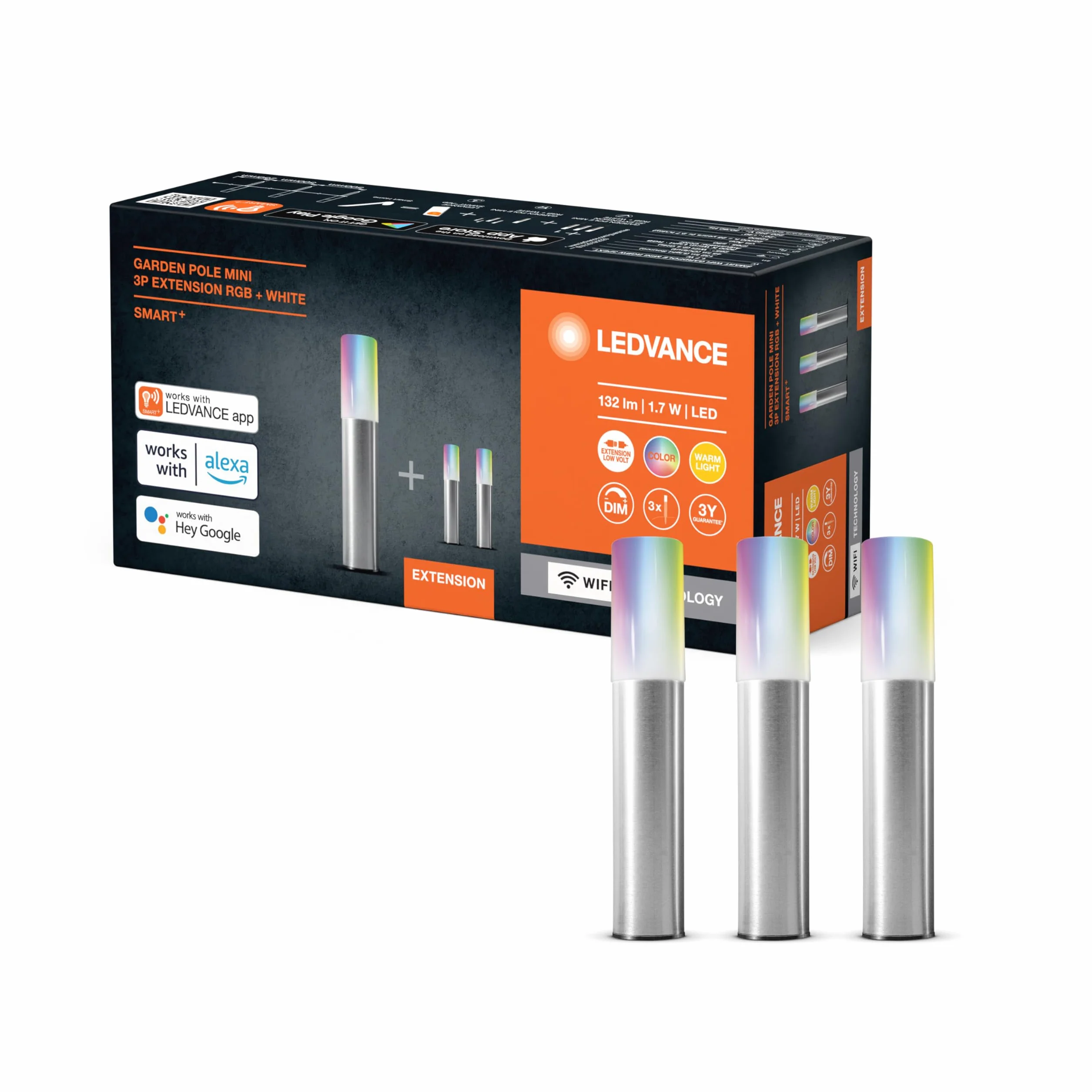 LEDVANCE Oprawa oświetleniowa ogrodowa typu smart LED: for uziemienie, SMART+ GARDEN POLE / 1,90 W, 220…240 V, RGBW, 3000 K, materiał: stainless steel, IP65