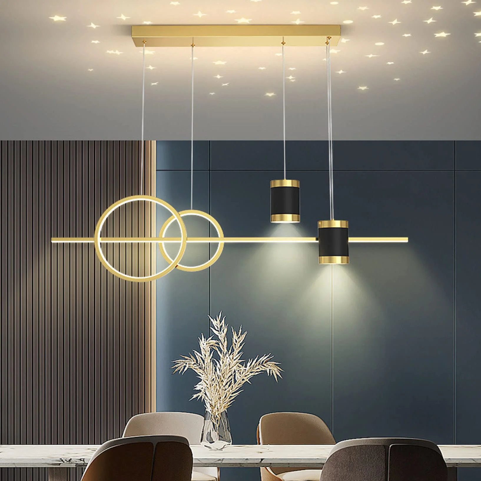 Jadalnia lampa wisząca LED do ściemniania, nowoczesna lampa sufitowa LED do salonu żyrandole z pilotem LED Nowoczesna lampa sufitowa do salonu, sypialni, kuchni, kawiarni, baru, oświetlenia sufitowego
