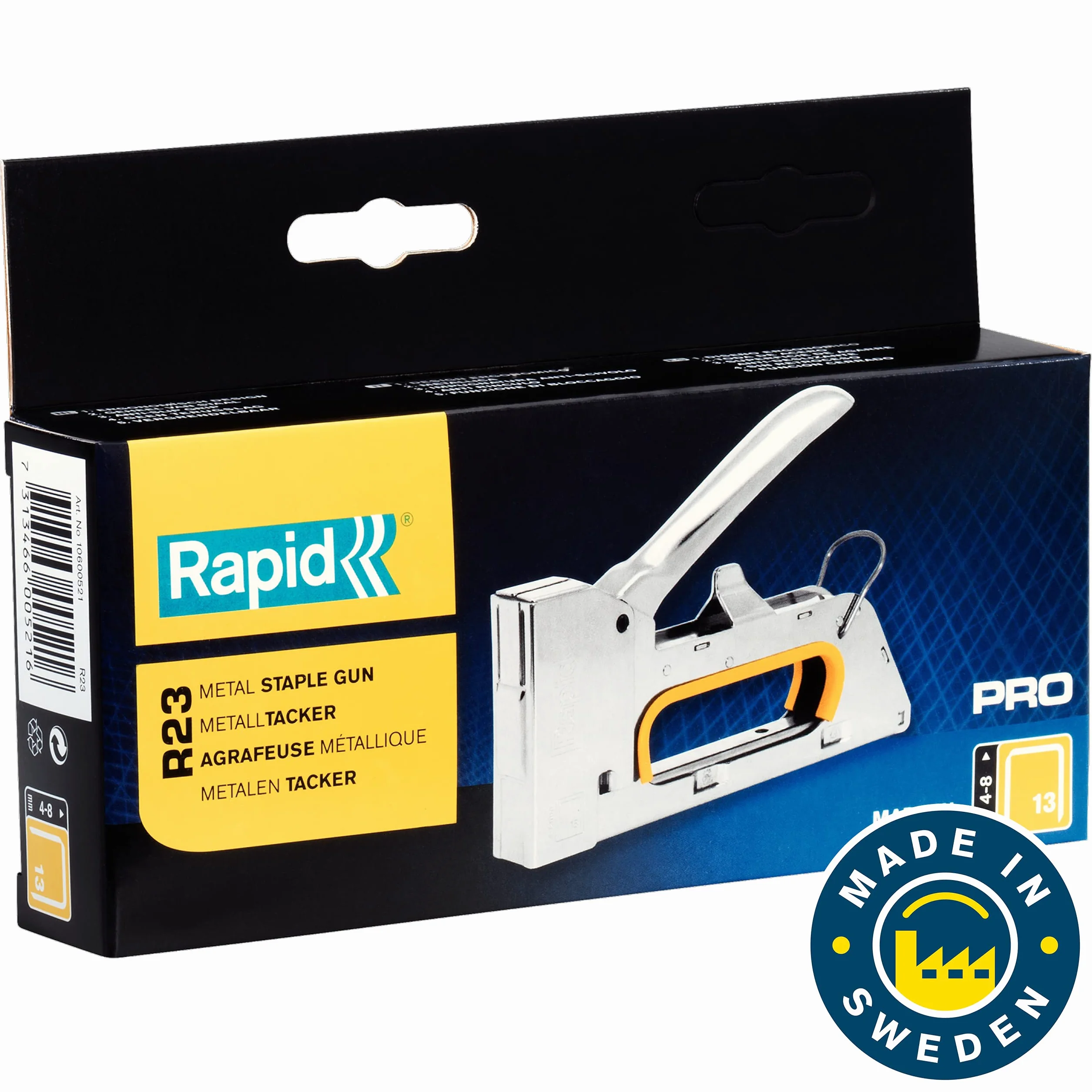 Rapid, Zszywacz Ręczny Rapid PRO R23 do Zszywek Nr 13, Ergonomiczny Uchwyt z Funkcją Blokady, Stalowa Konstrukcja, Płynny System Załadunku, Wyprodukowany w Szwecji (10600521)