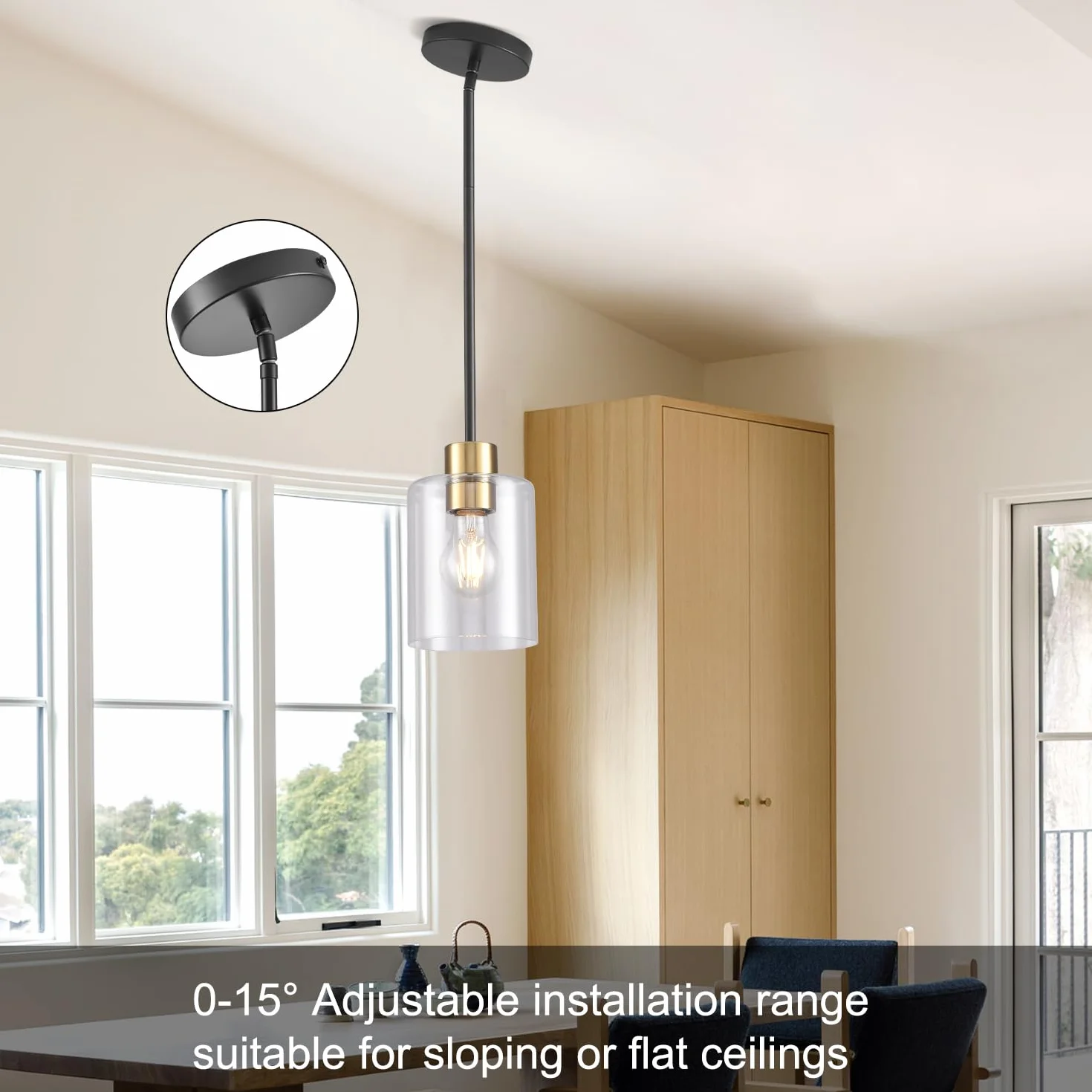 Czarne mosiężne lampy wiszące wyspa kuchenna - przezroczyste szkło wisząca oprawa oświetleniowa wiele łodyg pręty 3 jednostki 30 cm 3 jednostki 10 cm (3 szt. czarny mosiądz downrod)