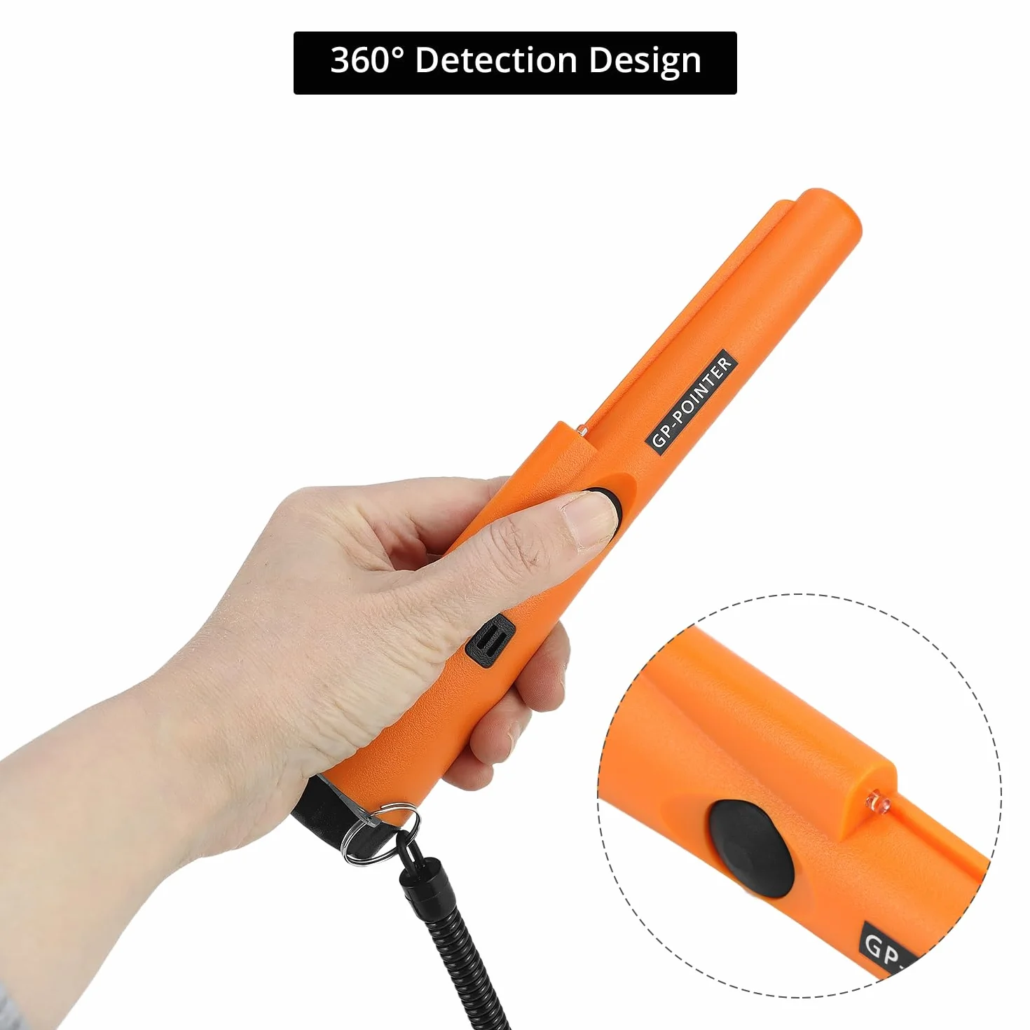 QWORK Wykrywacz metali Pinpointer, wodoodporność IP66, skanowanie 360°, narzędzie do wykrywania metalu