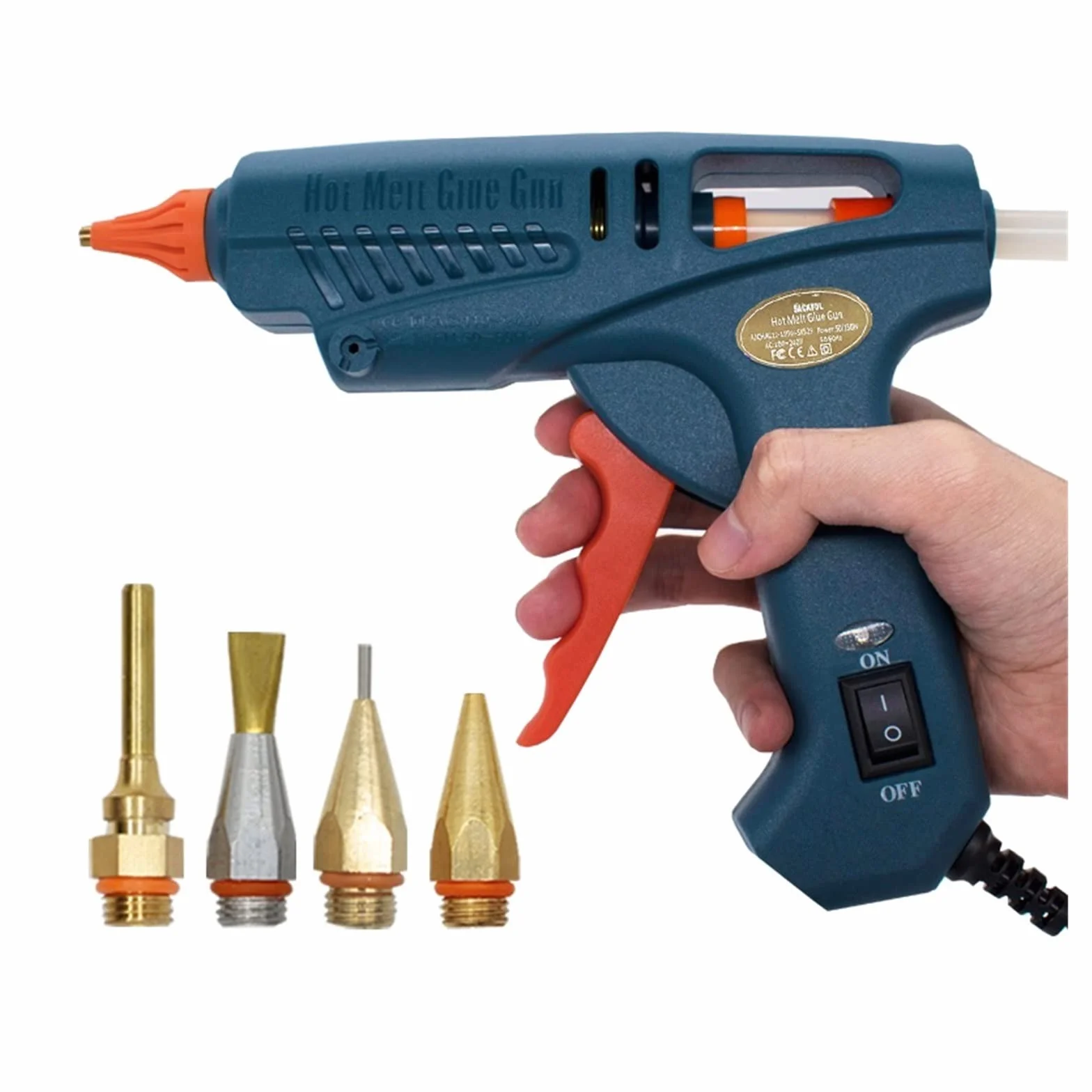 Pistolet na gorący klej, Pistolet do klejenia na gorąco 50 W/150 W 100 W dysza miedziana do 11mm klej w sztyfcie rękodzieło domowe DIY klej gorący pistolet torba na narzędzia(Tool Bag,100W)