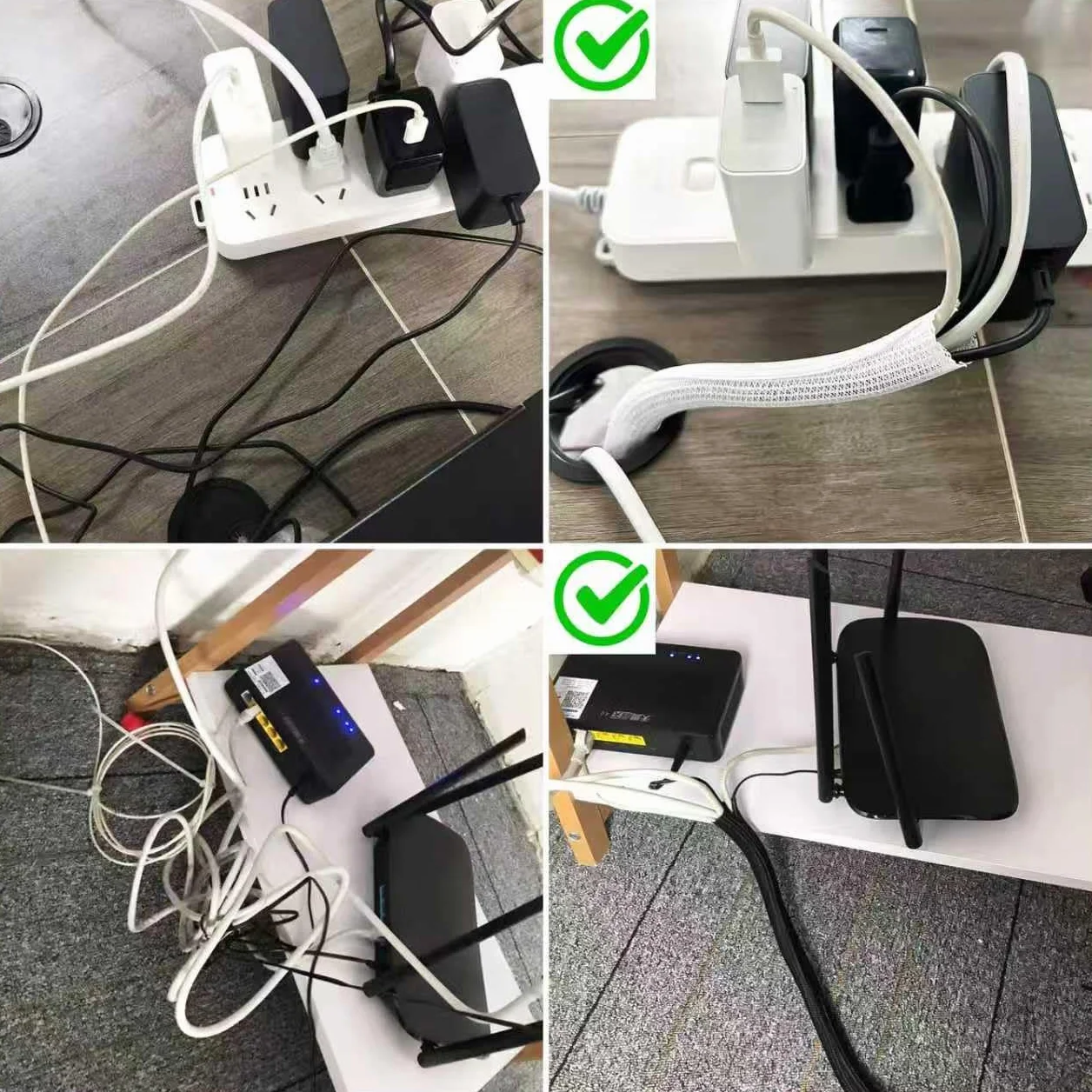 Nutabevr 3m Samozamykająca się osłona kabli, 13 mm pleciony kabel tuleja kablowa, biała elastyczna osłona organizatora kabli do domu i biura, kable samochodowe