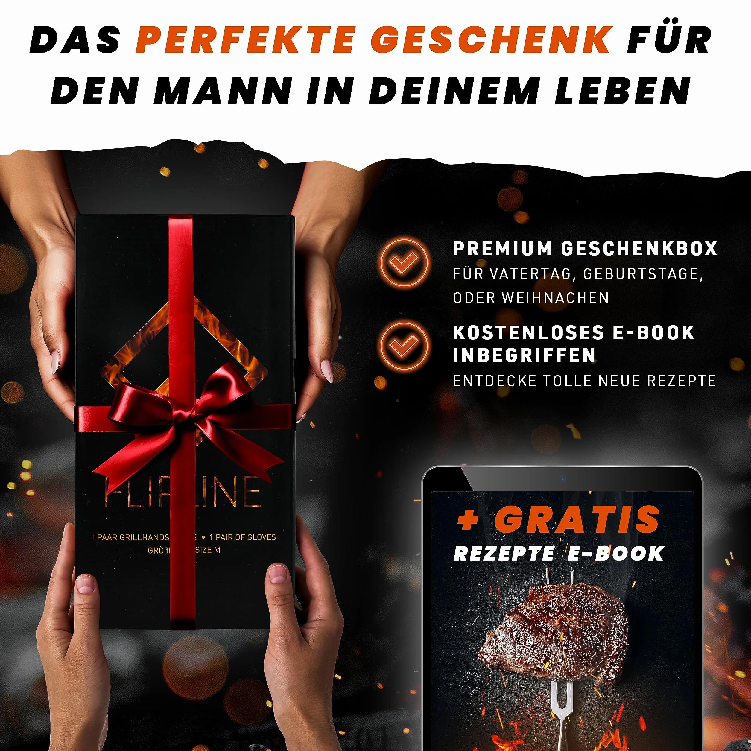 FLIPLINE® Rękawice do grillowania odporne na wysokie temperatury ogniotrwałe do kuchni i grilla