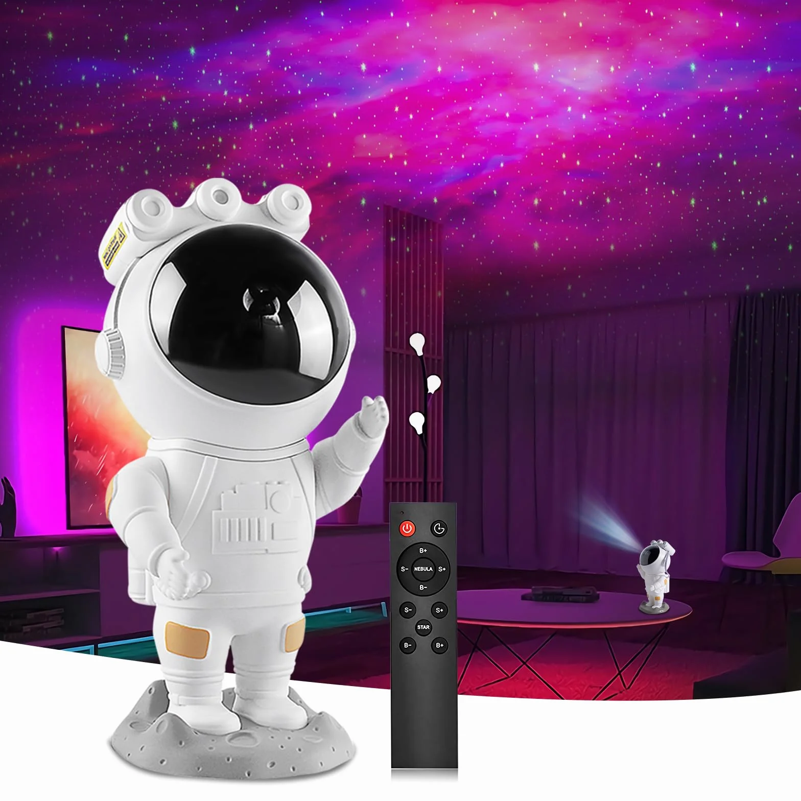 Astronauta LED Galaxy Projector Star Night Light Astronauta Star Projector z timerem i pilotem zdalnego sterowania Mgławica do sypialni i projektorów sufitowych Prezenty dla dzieci i dorosłych