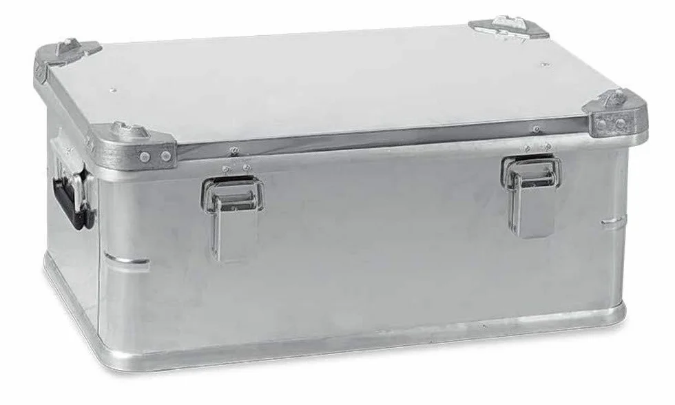 Aluminiowa skrzynka z narożnikami, dł. x szer. x wys. 580 x 380 x 245 mm, 42 l, pyło/rozbryzgowa