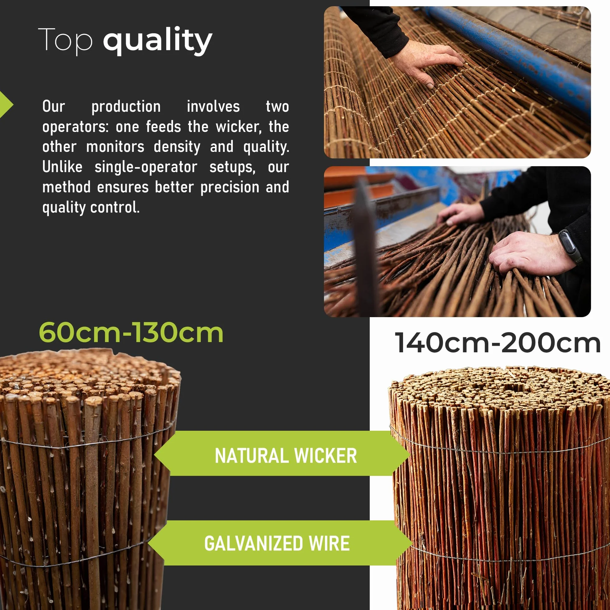 Mata Wiklinowa 180 x 500 cm Naturalna Osłona do Ogrodu, Balkonu i Tarasu - Ochrona przed Wiatrem i Słońcem