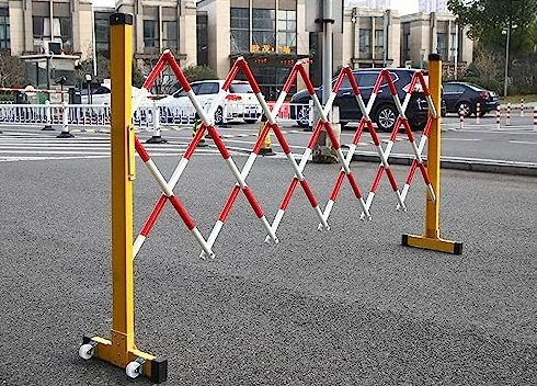 Przenośne zwijane ogrodzenie - regulowana bariera kontroli tłumu, bariera bezpieczeństwa ruchu na imprezy i do użytku na zewnątrz, izolacja z włókna szklanego, 1,2 m x 6 m