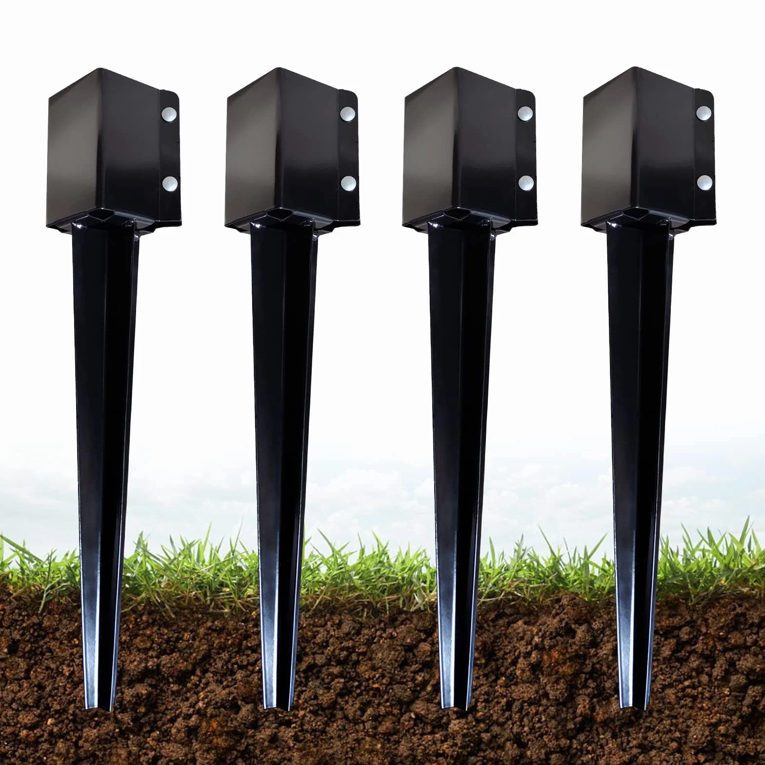 ARIFARO Uchwyty wspornikowe do słupków ogrodzeniowych – odpowiednie dla 90 mm x 90 mm, 4 sztuki, całkowita wysokość 61 cm