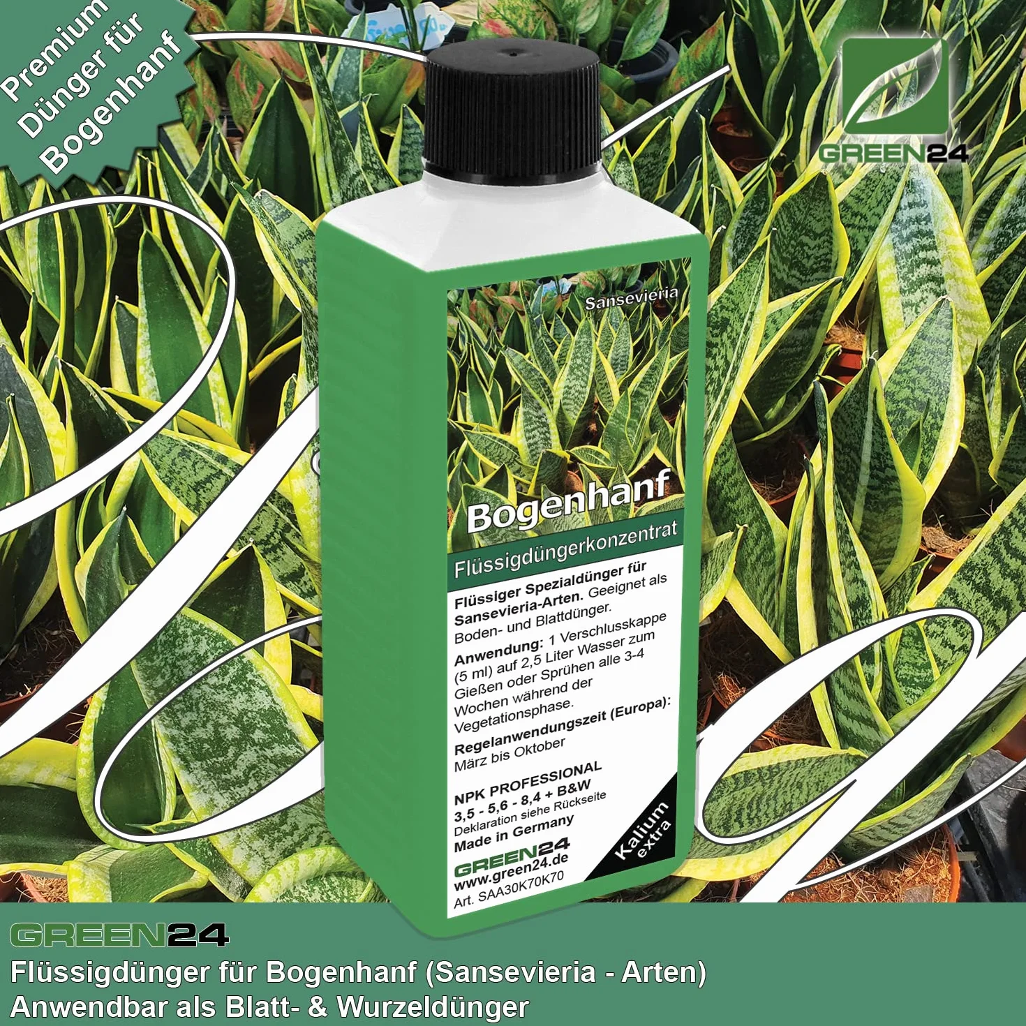 Nawóz konopny Sansevieria NPK płynny do języka teściowej, Dracaena trifasciata, Sansevieria cylindrica, nawóz pełny, nawóz do roślin pokojowych