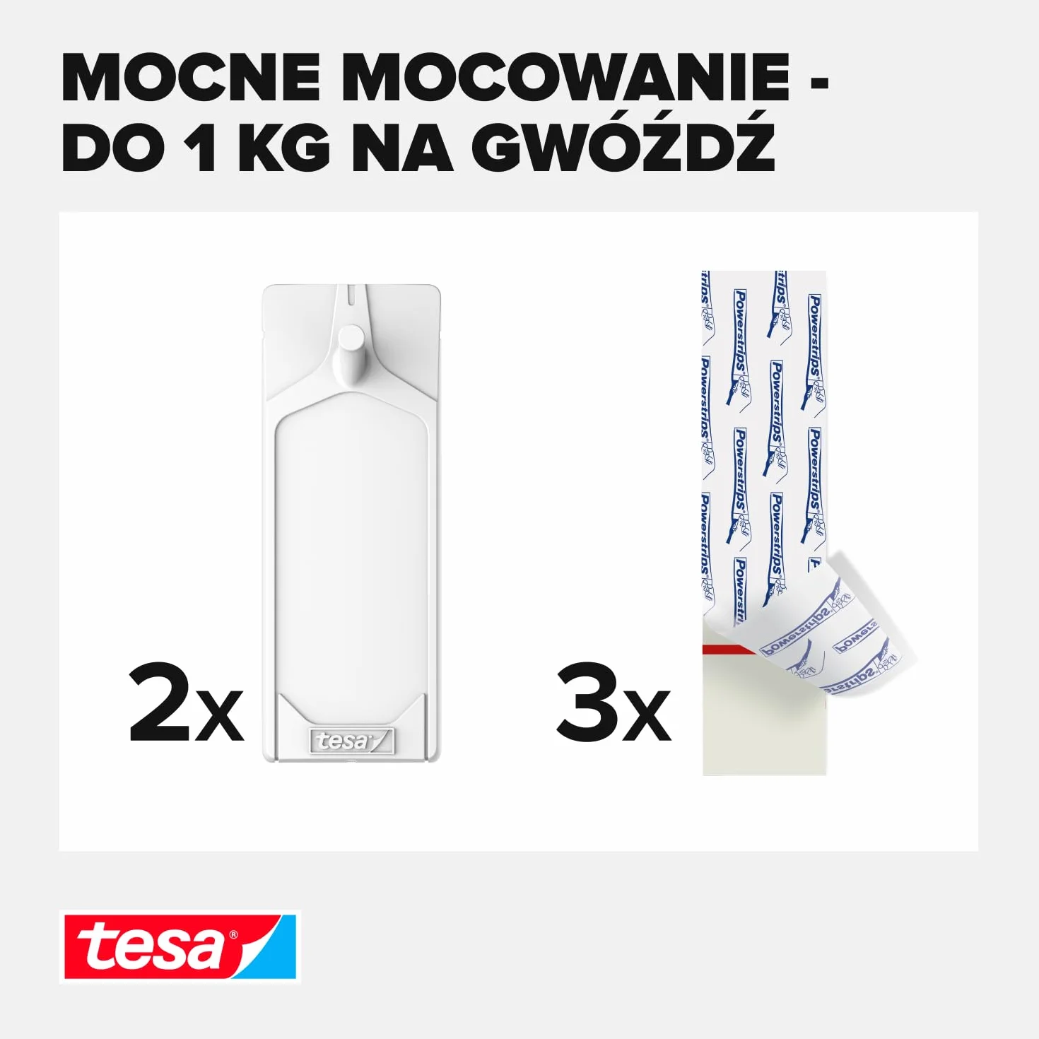 Tesa 77773-00000-00 Haczyk Samoprzylepny, Biały, 2 x 1 kg