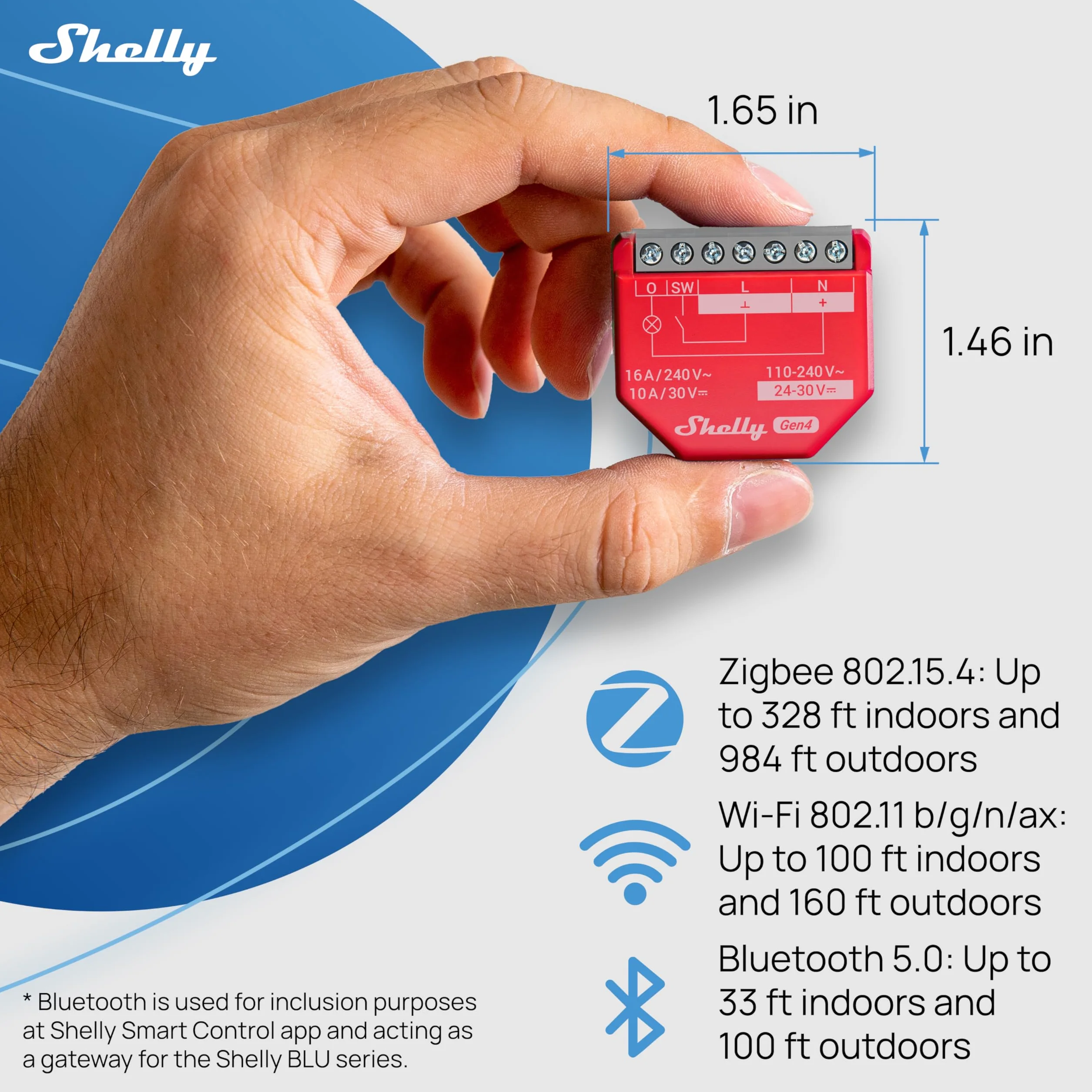 Shelly 1PM Gen4 – WLAN Smart Relais, przełącznik prądu, licznik prądu, 1 kanał, 16 A, włącznik światła, ogrzewanie, inteligentny dom, programator, Alexa & Google, mater, nie wymaga koncentratora (2