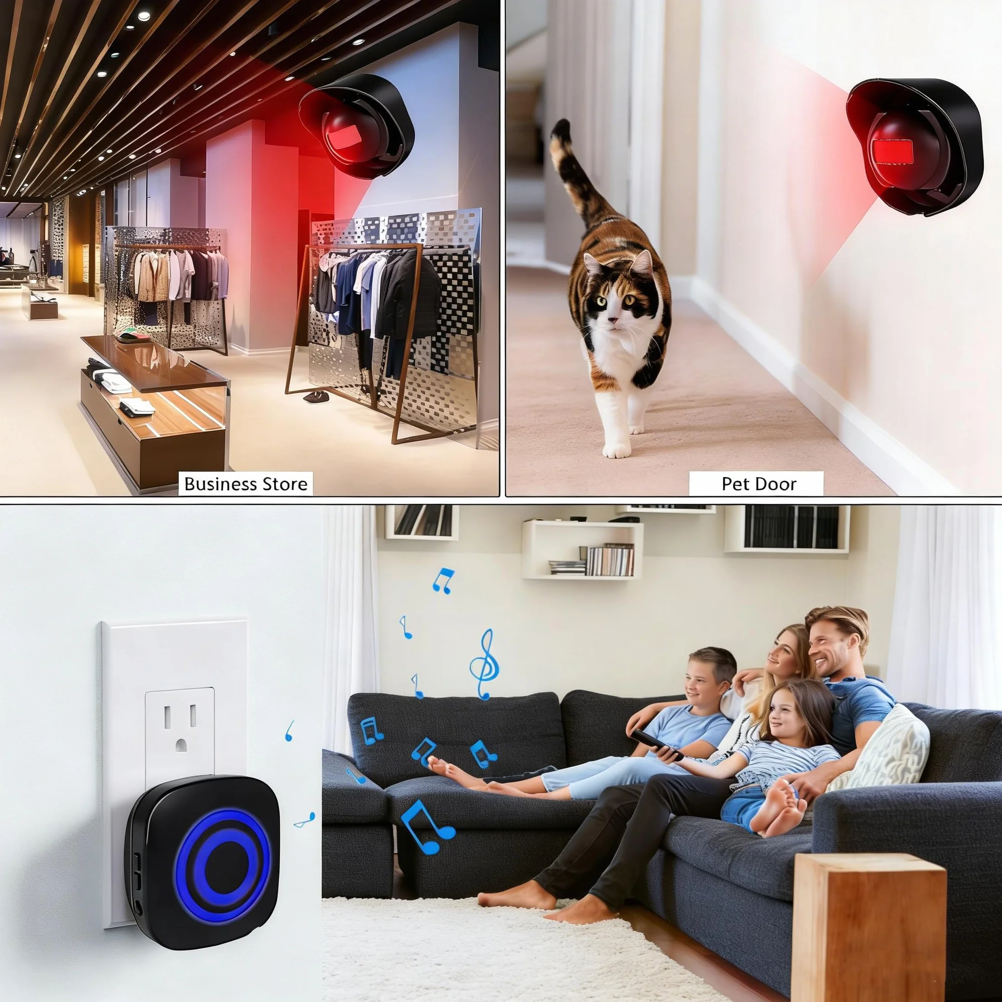 System alarmowy radiowy z czujnikiem ruchu, SiegenPro czujnik przejściowy alarm zestaw dzwonka dostępu z czujnikiem PIR i odbiornikiem plug-in do biura, sklepu, podjazdu lub domu