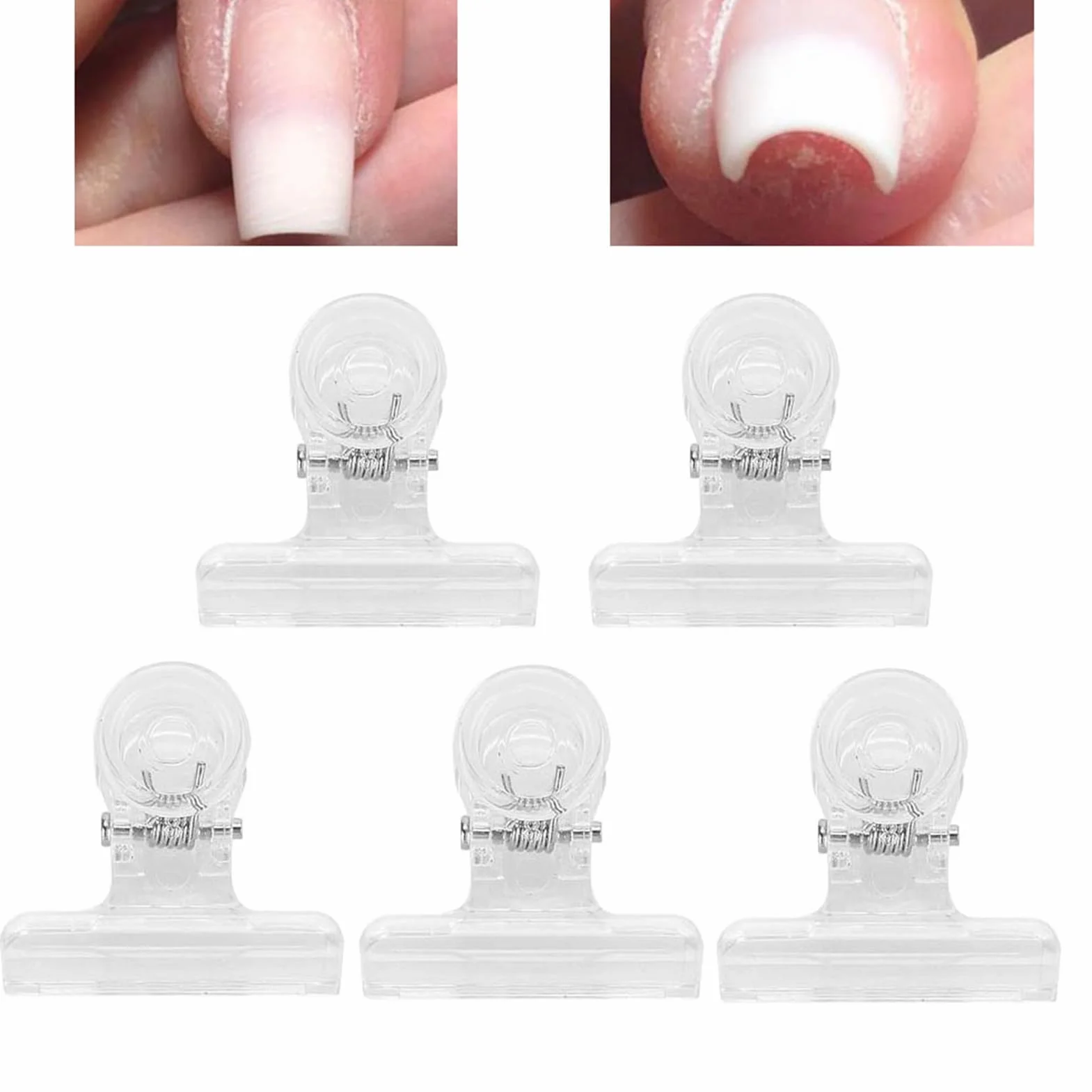 Klipsy do końcówek paznokci, 5 sztuk Klipsy do tipsów C Curve Nails Zaciski Klipsy do przedłużania paznokci Wielofunkcyjne akcesoria do paznokci do zdobienia paznokci Budynki DIY (przezroczyste)