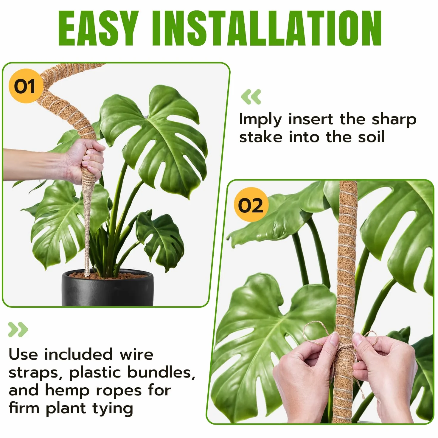 Mcbazel Monstera Moss Słupek do Roślin 60 cm 120 cm Elastyczny Korepetytor Akcesoria Roślin Pnących