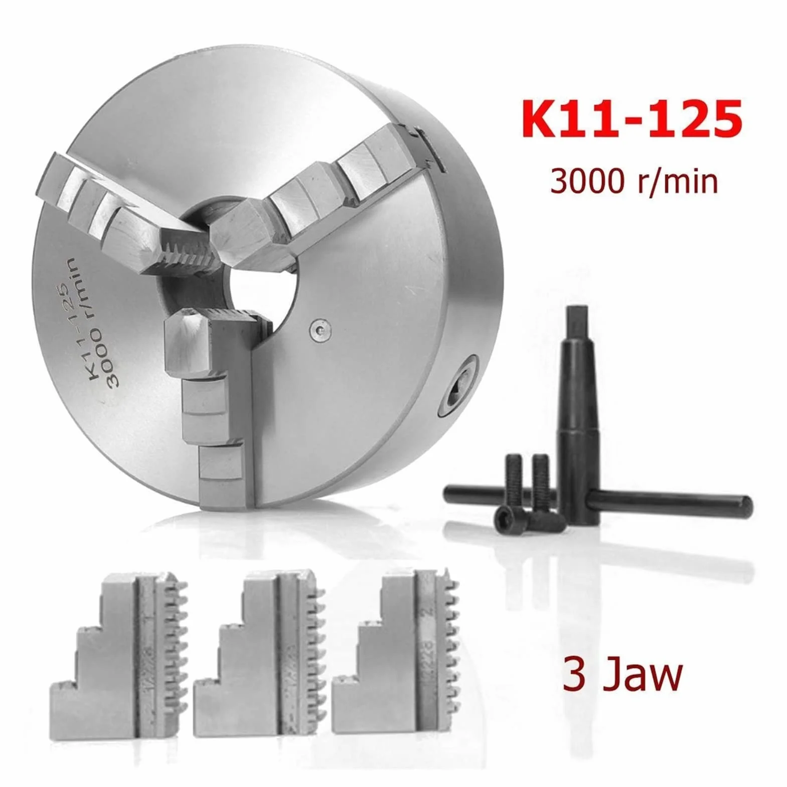 Uchwyt tokarski, K11-125 3 Tokarka szczęki CHUCK 125mm Self Centring Hardeed Dwustronne narzędzie do wiercenia frezarki