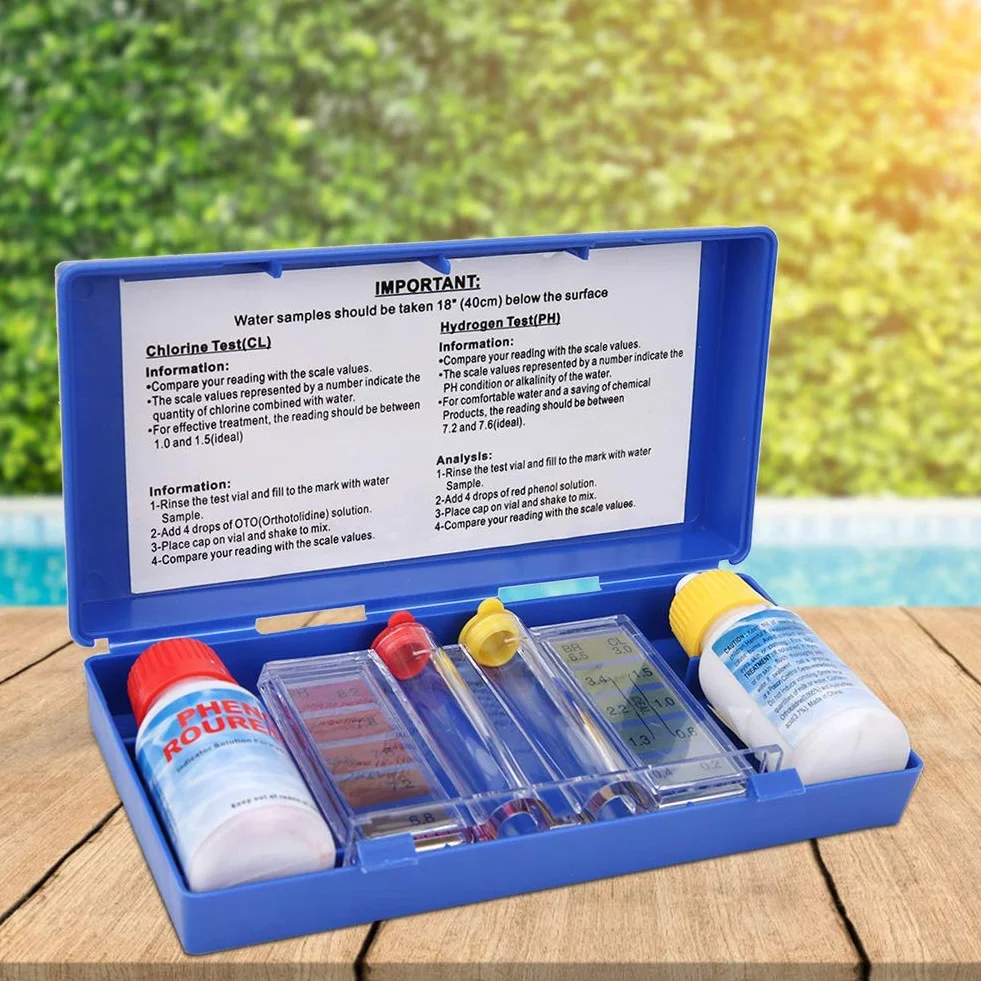 Zestaw do Badania Jakości PH Tester Basenu Pudełko Testowe Chloru PH Basenów Spa