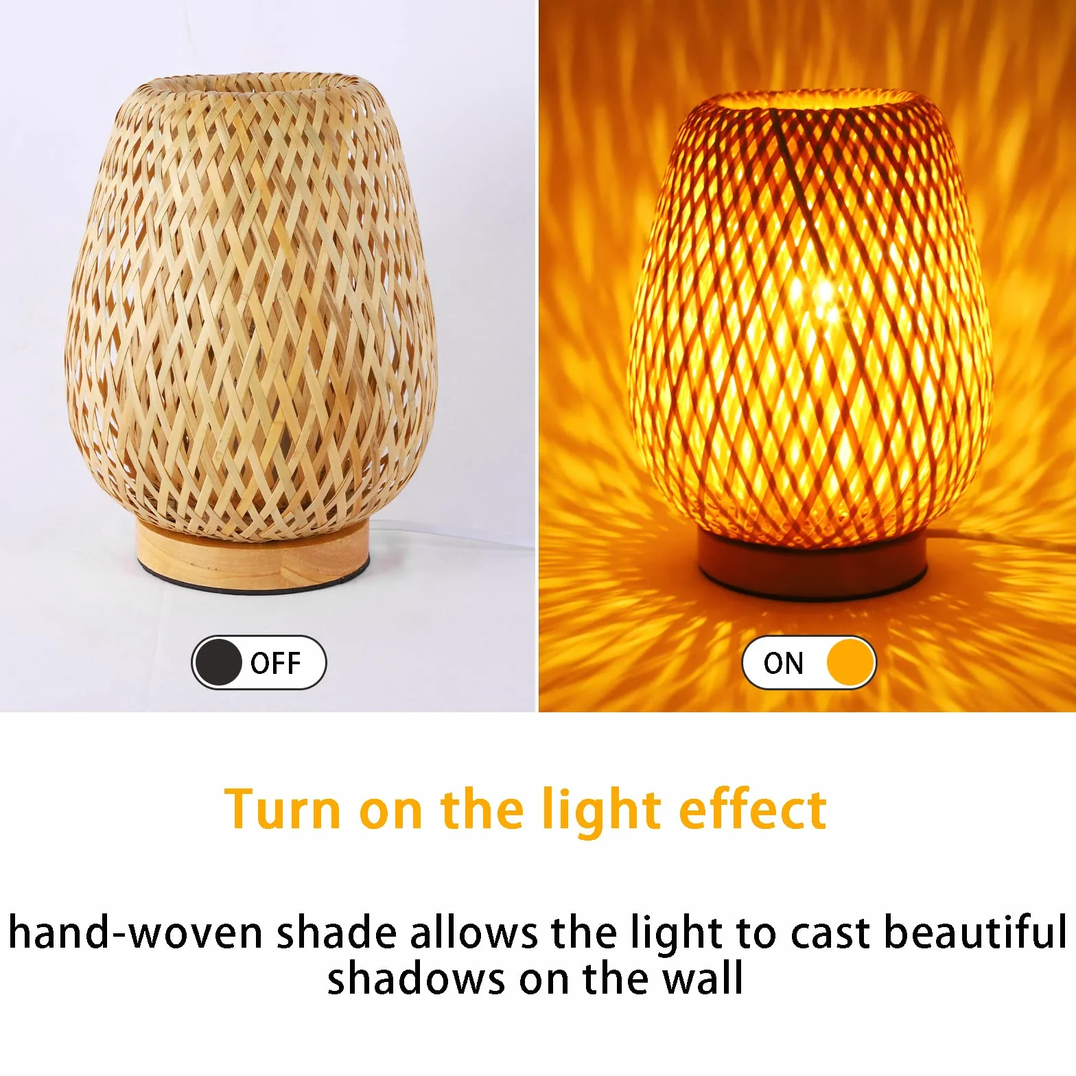 Boho bambusowa mała lampa stołowa wiklinowa tkana, lampy biurkowe do sypialni, nocna lampka do czytania, wystroju domu
