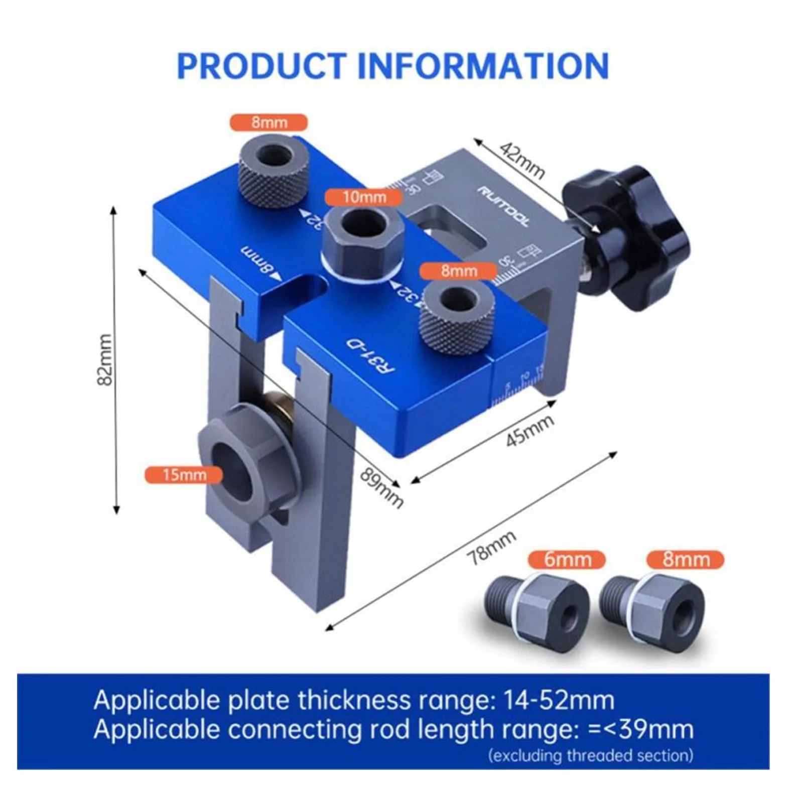 3w1 wiertło do otworów w drewnie pozycjoner przewodnik lokalizator Jig stolarka zestaw do organizacji 6-15mm wiertła Adjustabl stolarstwo narzędzie do majsterkowania(Set B)