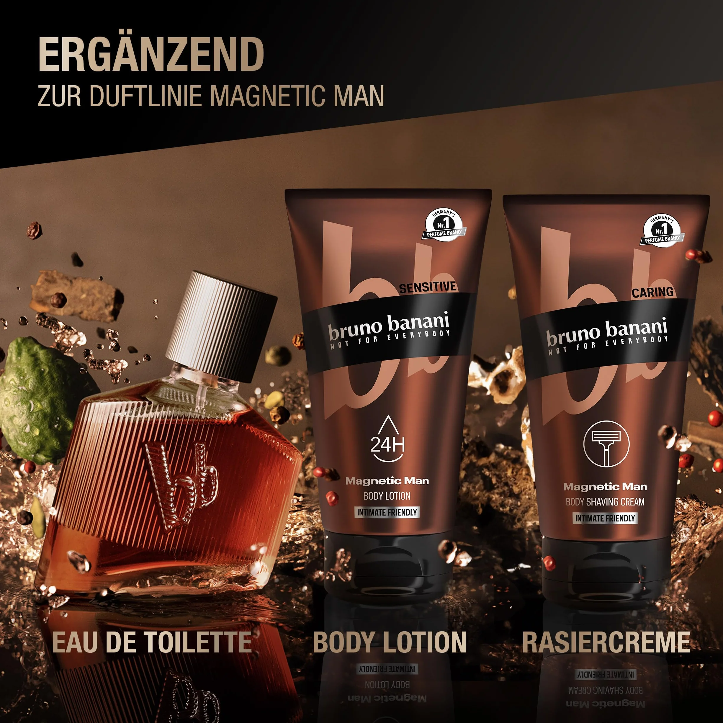 bruno banani Balsam do ciała Magnetic Man, pielęgnujący balsam do ciała 3 w 1 o urzekającym zapachu drewna, 150 ml