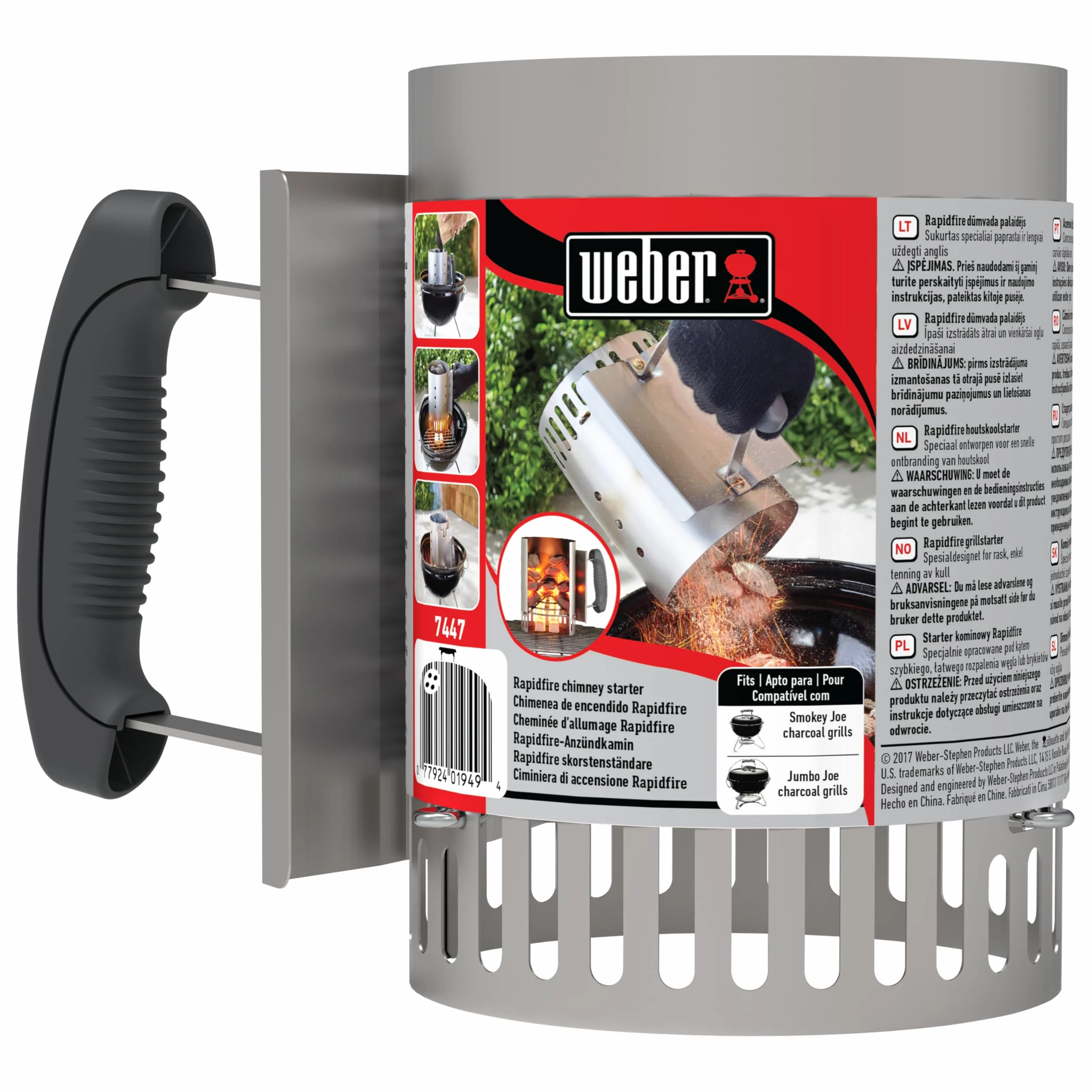 Weber Komin do Rozpalania Mały 20cm Kompaktowy z Dwoma Uchwytami do Grilli Węglowych Ø 47cm