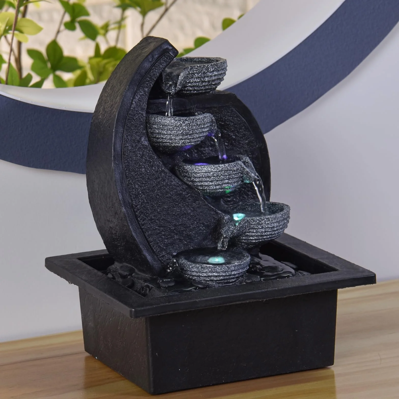 Zen Light Cascade V.2 Fontanna Wodospadowa Żywica Czarny 17x21x26 cm